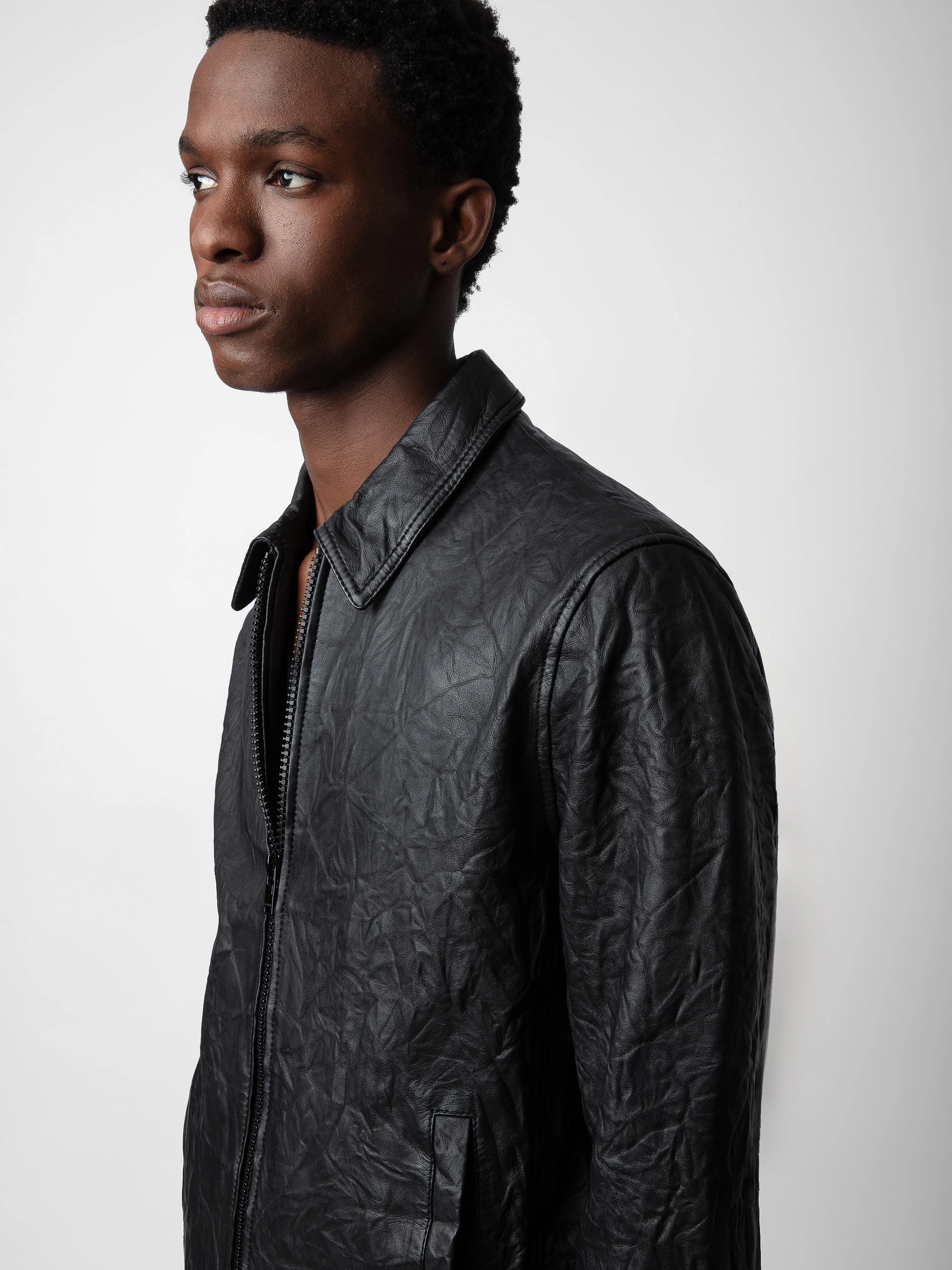 Lasso Crinkled Leather Jacket jacket black unisex | Zadig&Voltaire