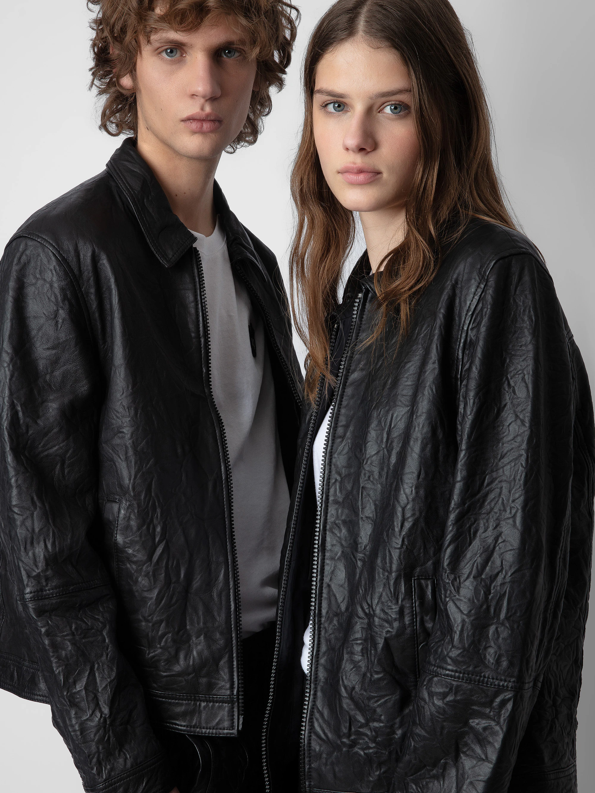 Lasso Crinkled Leather Jacket jacket black unisex | Zadig&Voltaire