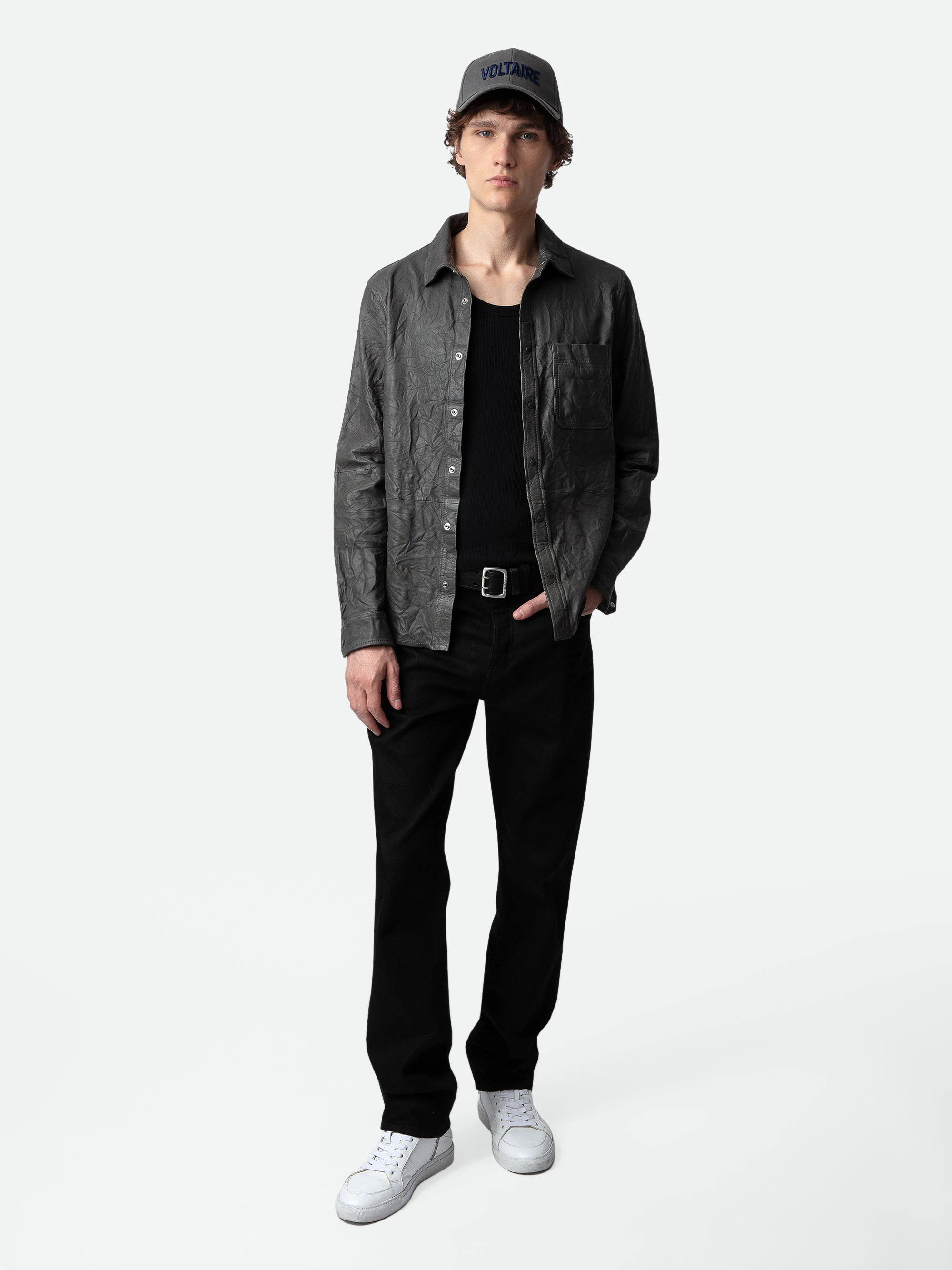 Serge Crinkled Leather Shirt shirt brown men | Zadig&Voltaire