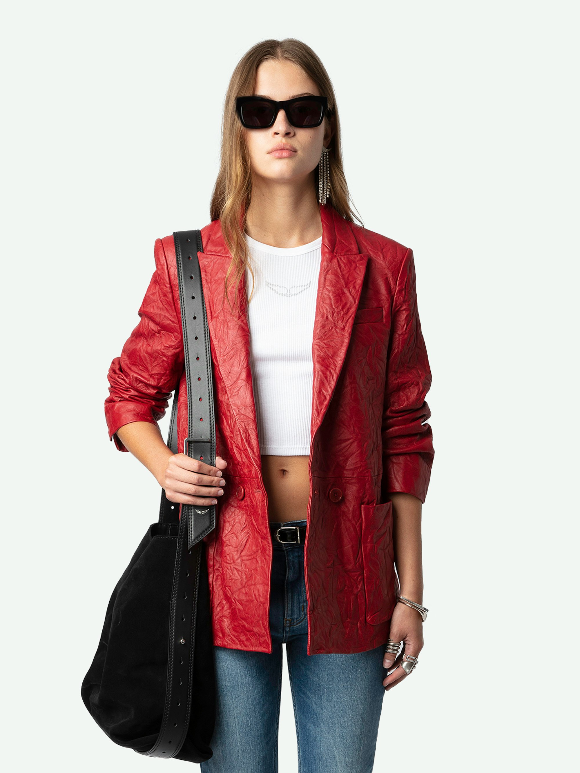 Visko Crinkled Leather Blazer