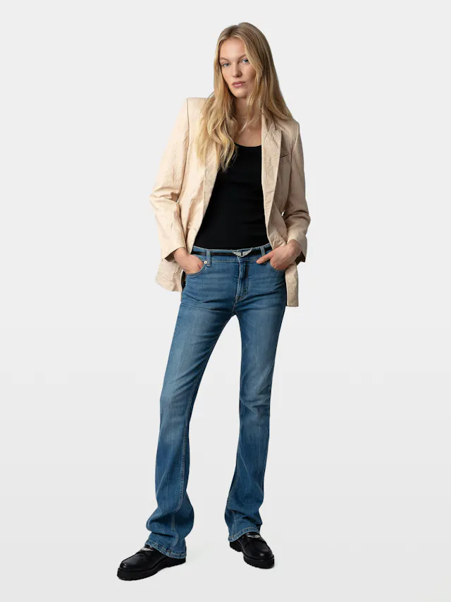 Blazer Visko 100% Cuir Froissé