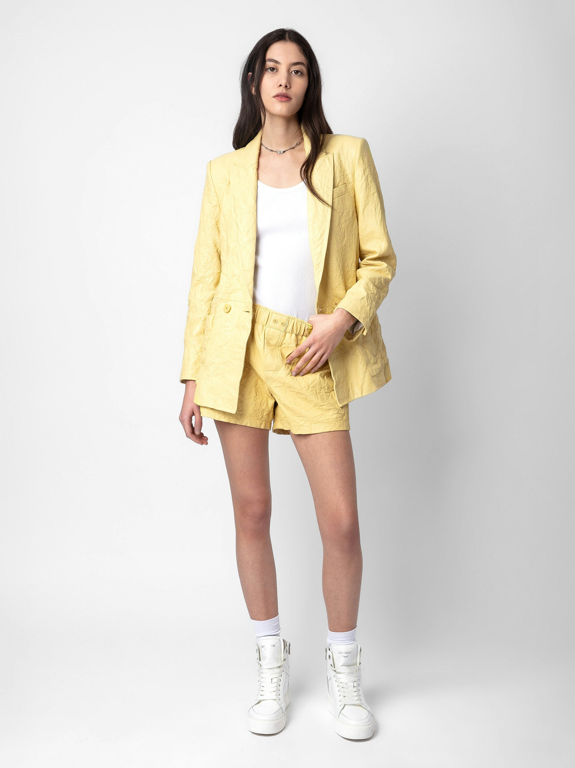 Visko Crinkled Leather Blazer