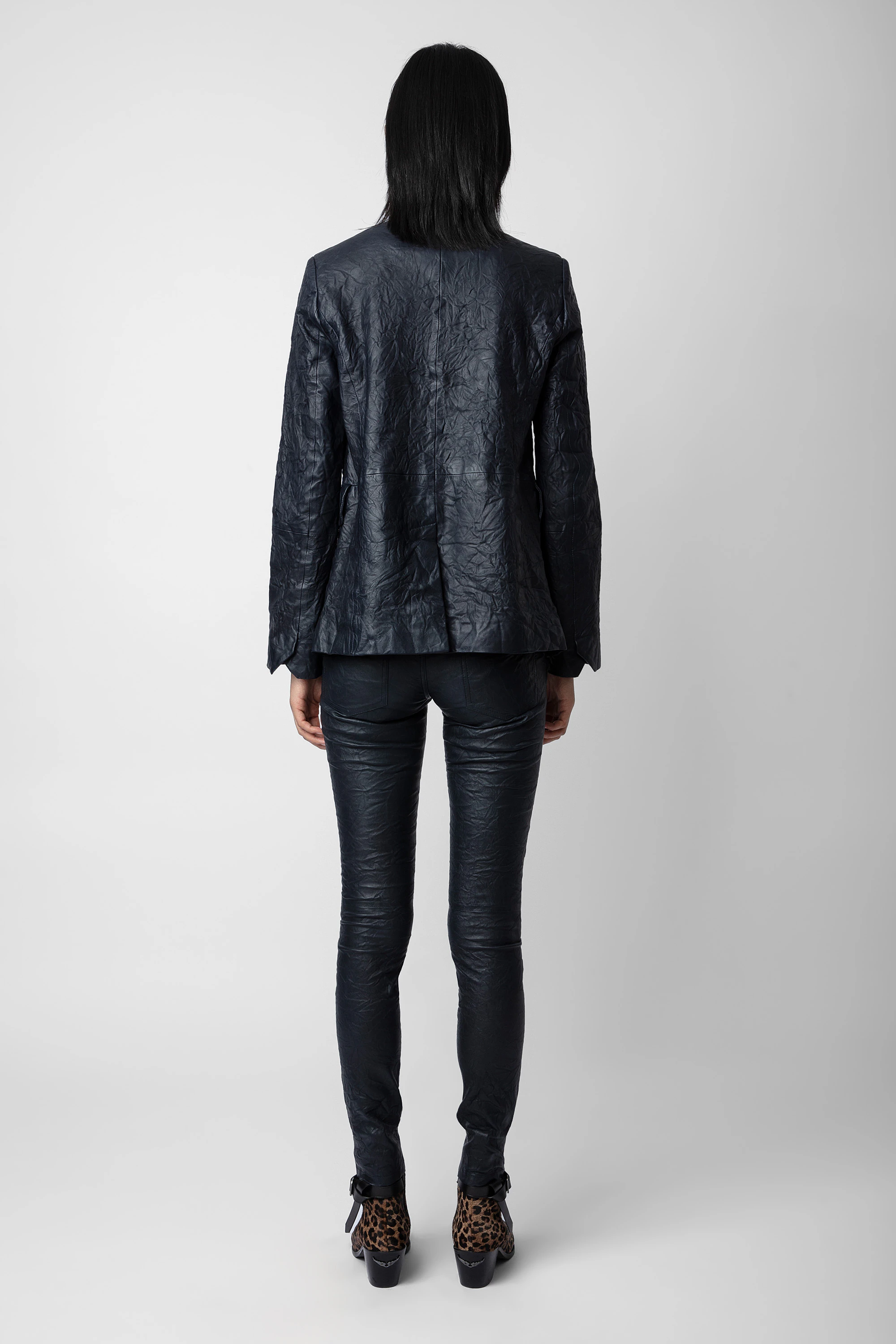 Very Crinkled Leather Blazer thumbnail 3