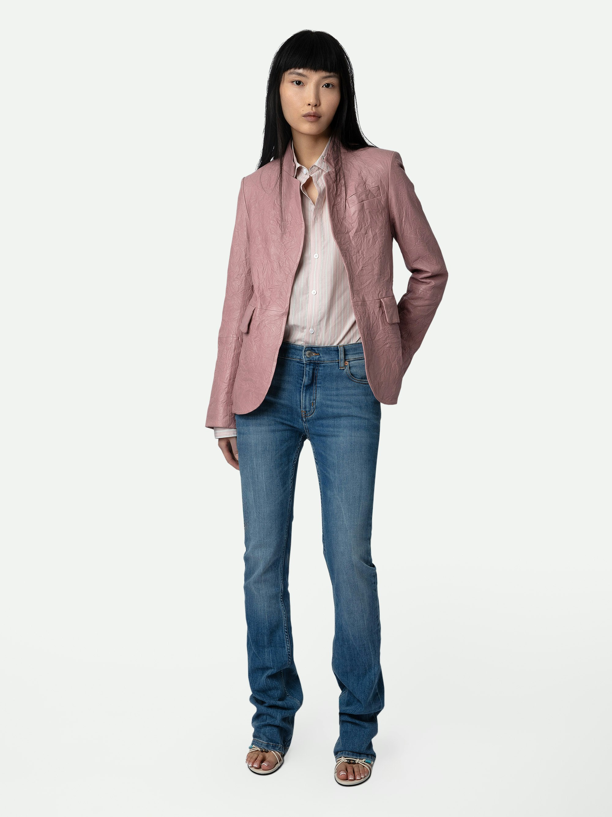 Very Crinkled Leather Blazer