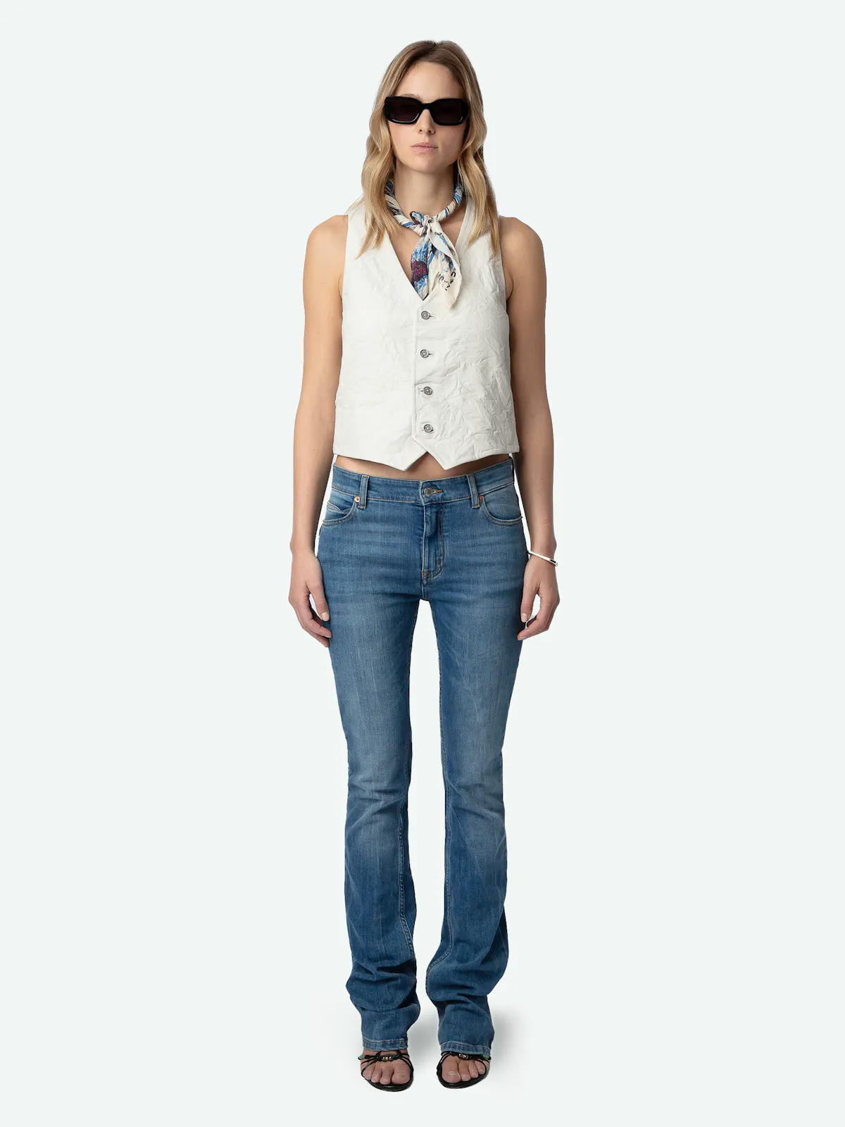 Chaqueta Emilie de Piel con Efecto Arrugado