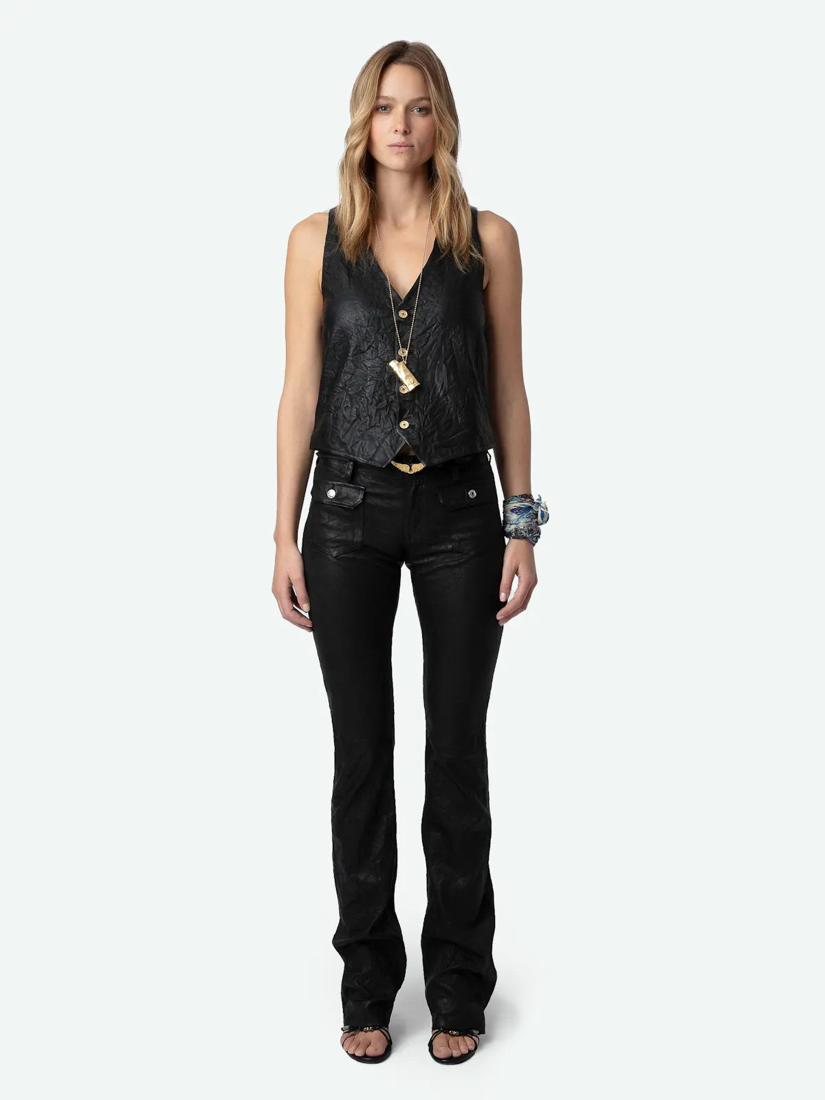 Gilet Emilie Cuir Froissé