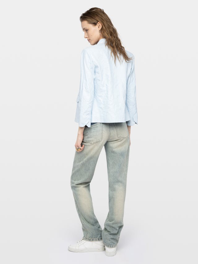 Veryn Crinkled Leather Blazer