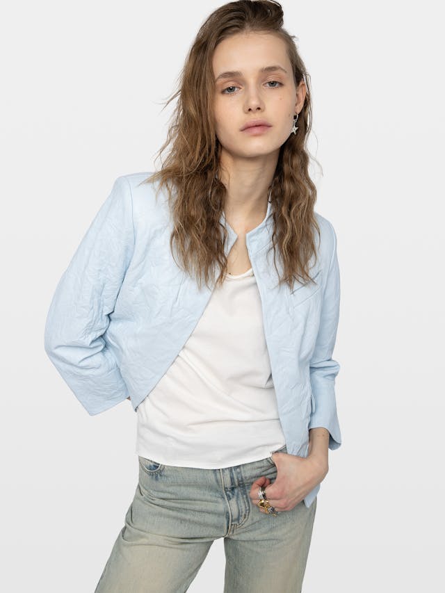 Veryn Crinkled Leather Blazer