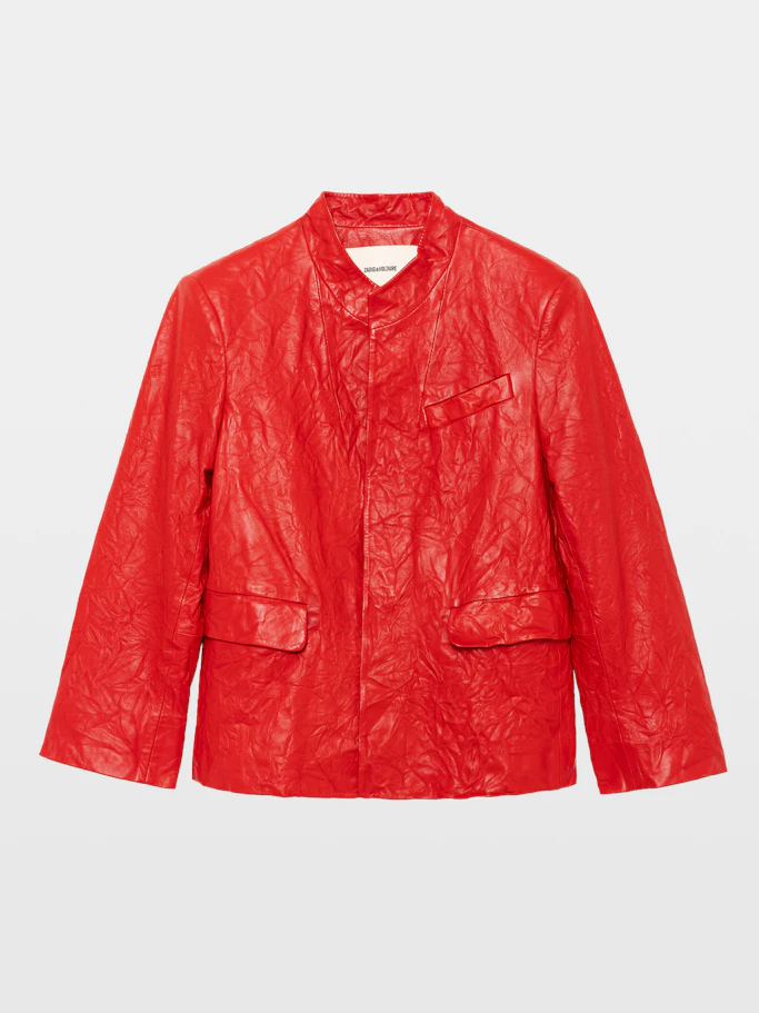 Veryn Creased Leather Blazer