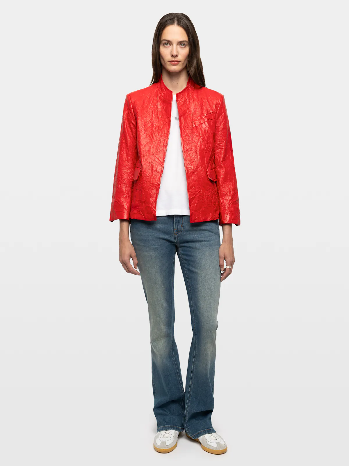 Veryn Creased Leather Blazer