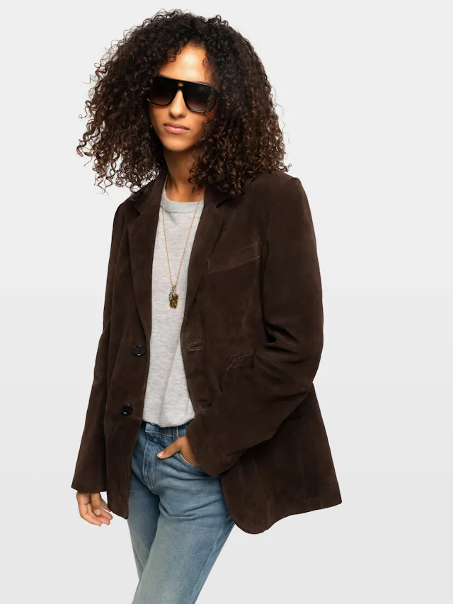 Blazer Vanille Cuir Suede