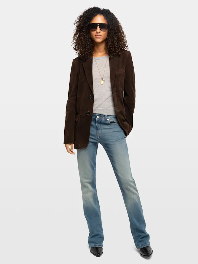 Blazer Vanille Cuir Suede
