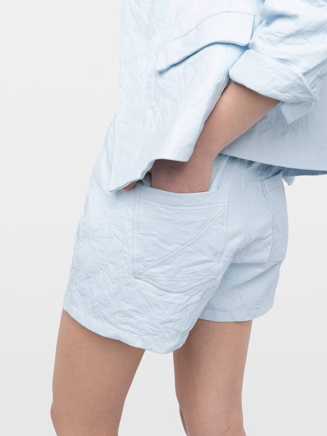 Pax Crinkled Leather Shorts