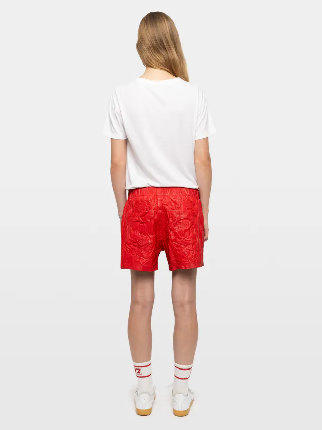 Pax Crinkled Leather Shorts