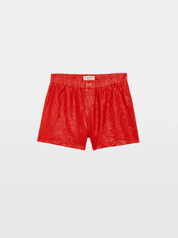 Pax Crinkled Leather Shorts