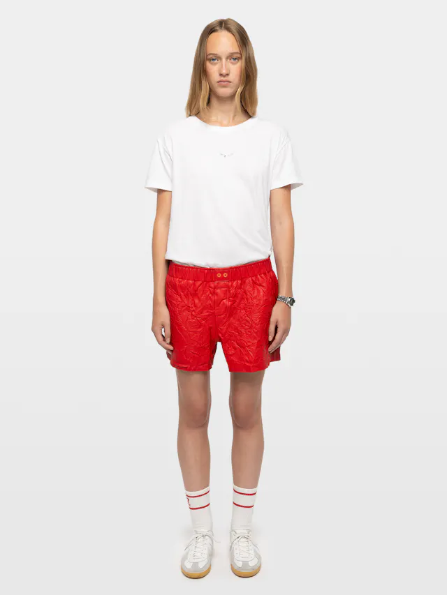 Pax Crinkled Leather Shorts