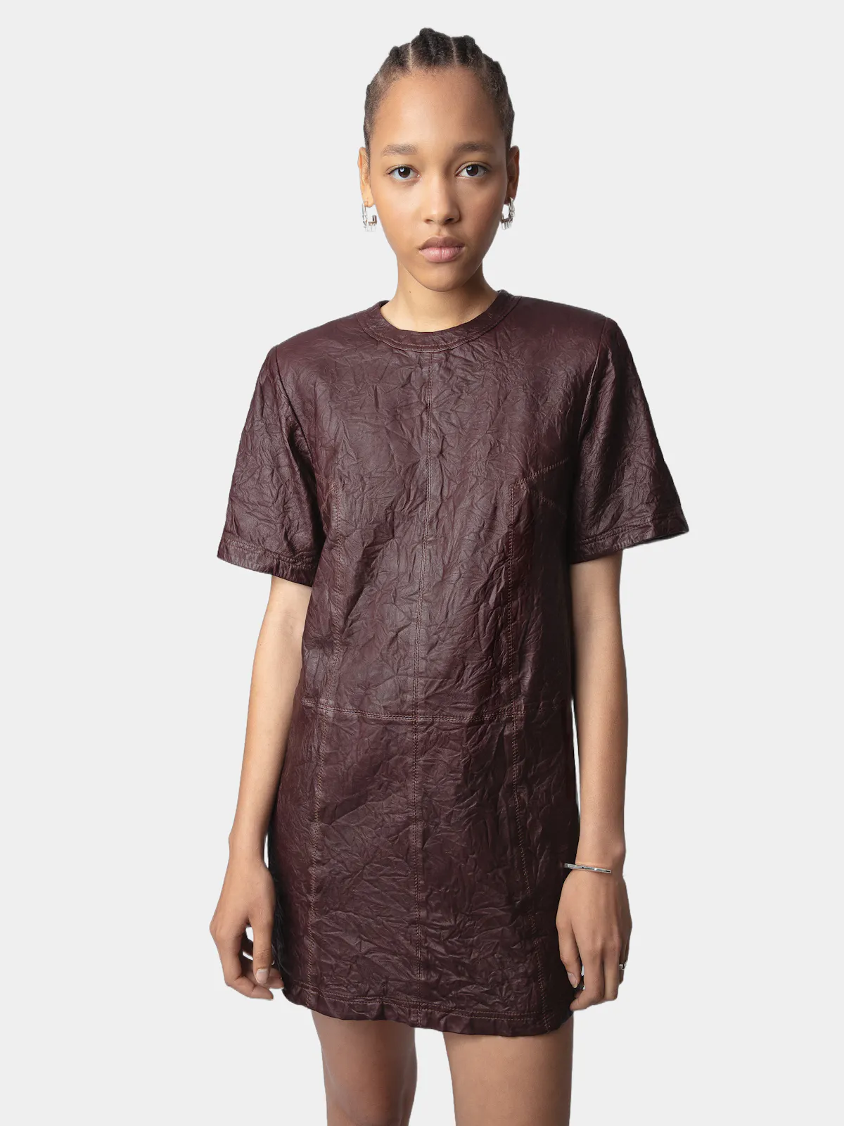 Riddy Crinkled Leather Dress dress brown women | Zadig&Voltaire Riddy Crinkled Leather Dress dress brown women | Zadig&Voltaire