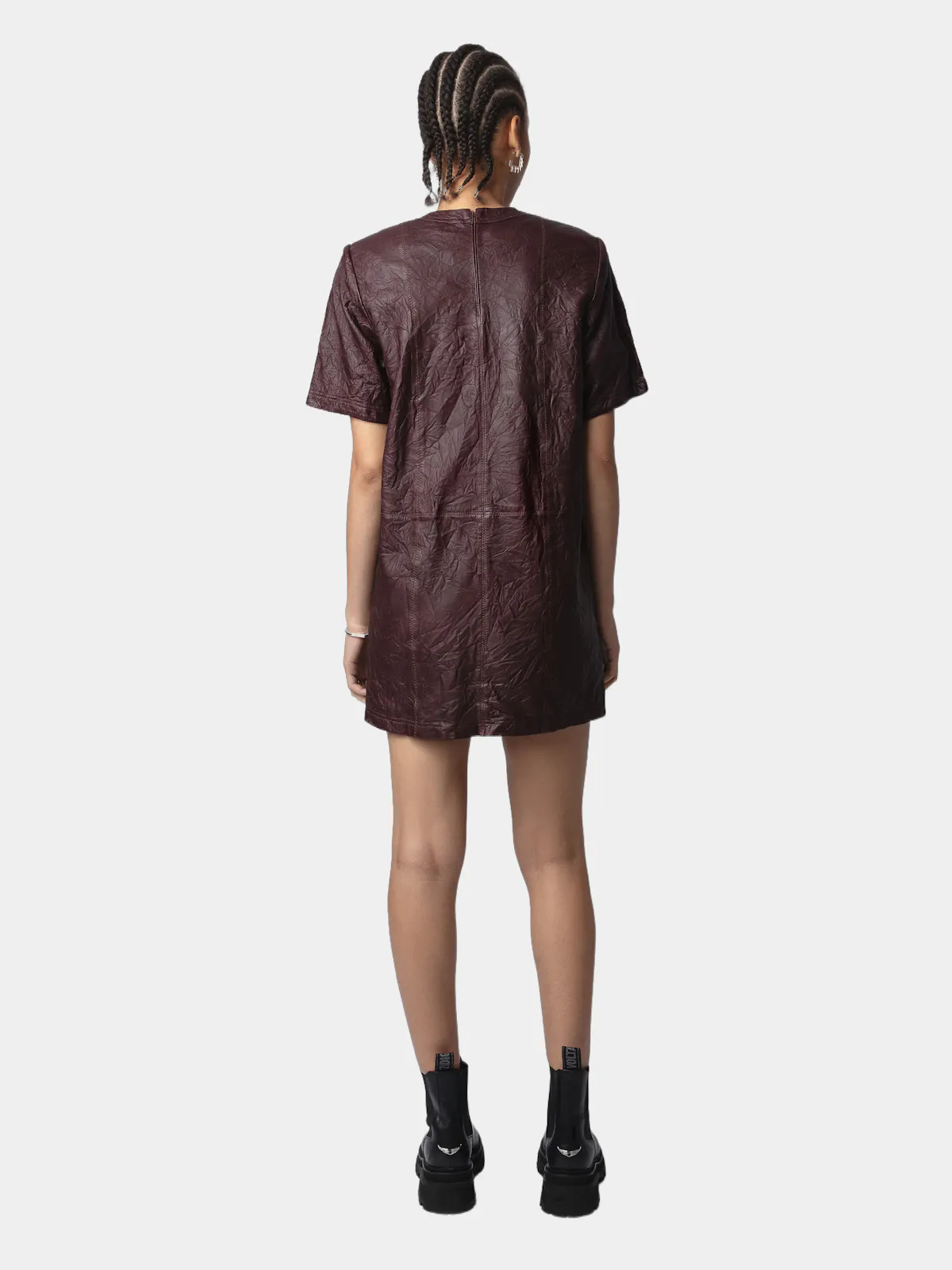 Riddy Crinkled Leather Dress dress brown women | Zadig&Voltaire Riddy Crinkled Leather Dress dress brown women | Zadig&Voltaire