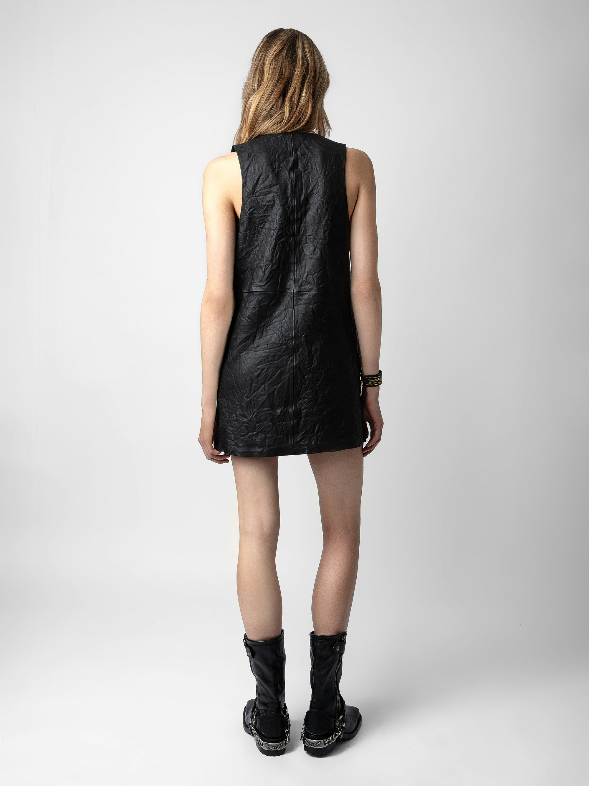 Rasha Crinkled Leather Dress