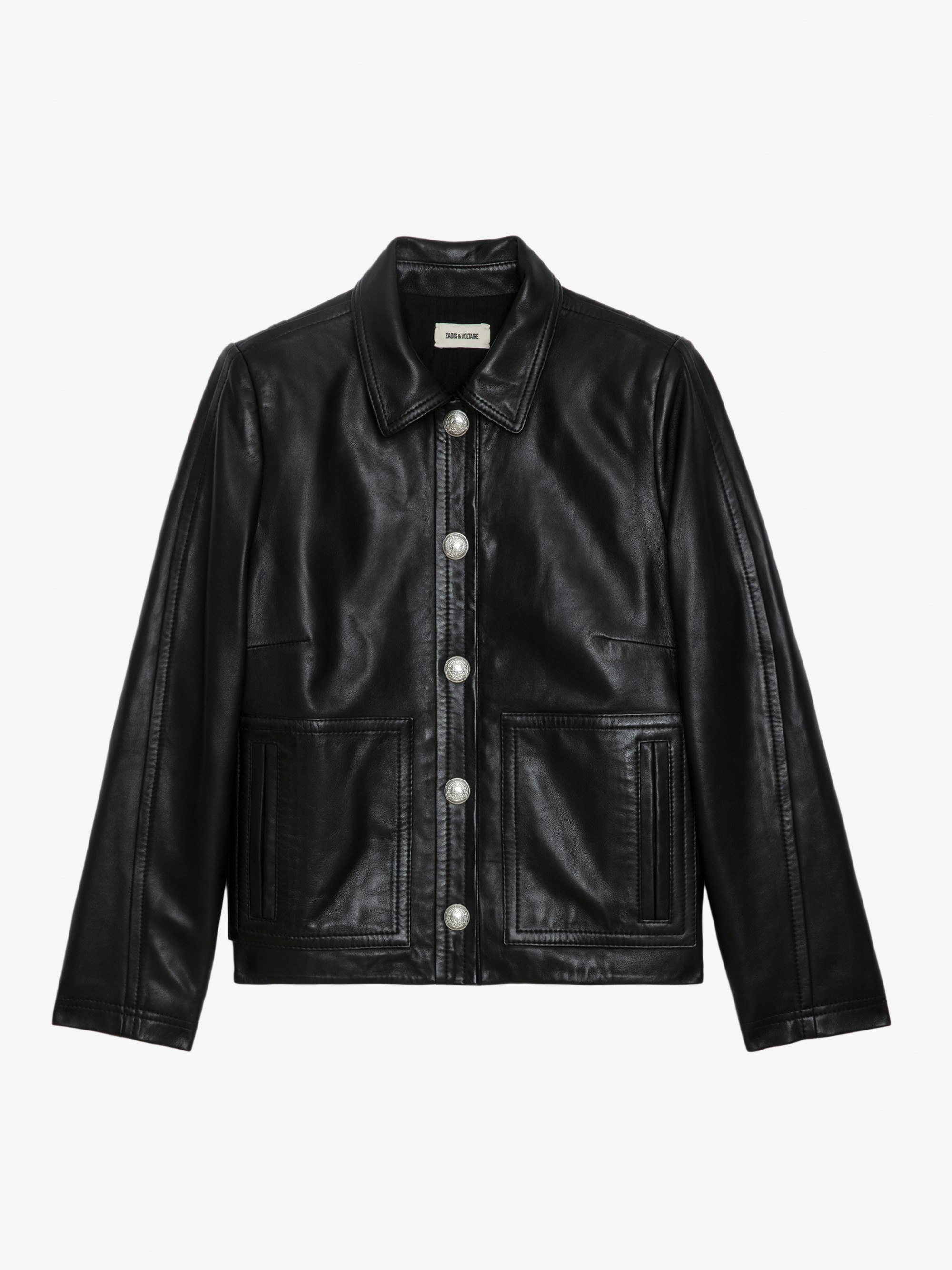 Women's Black Crinkled Leather Jacket | Zadig&Voltaire