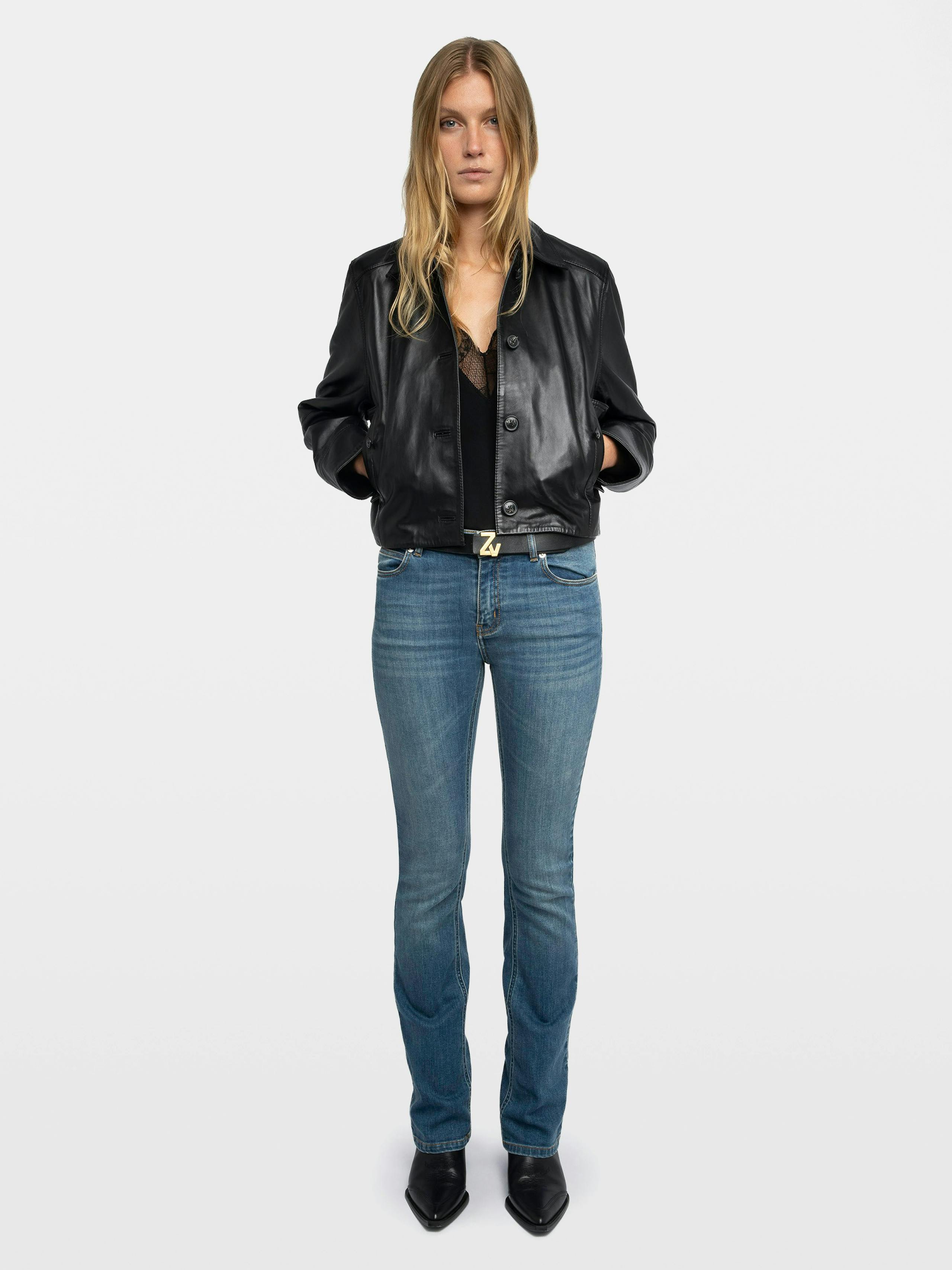 Liston Cropped Black Leather Jacket 1