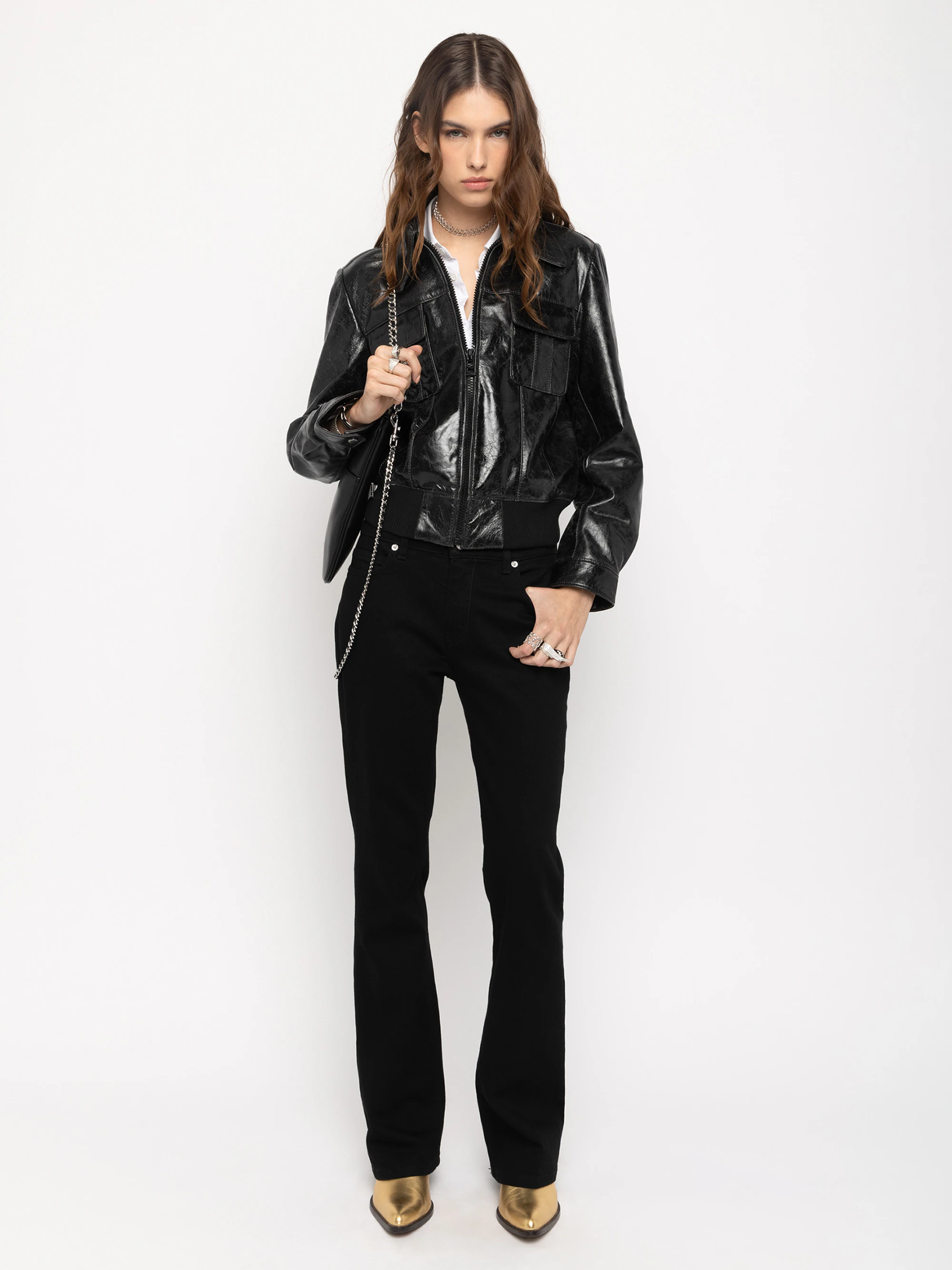 Veramy Glossy Leather Jacket