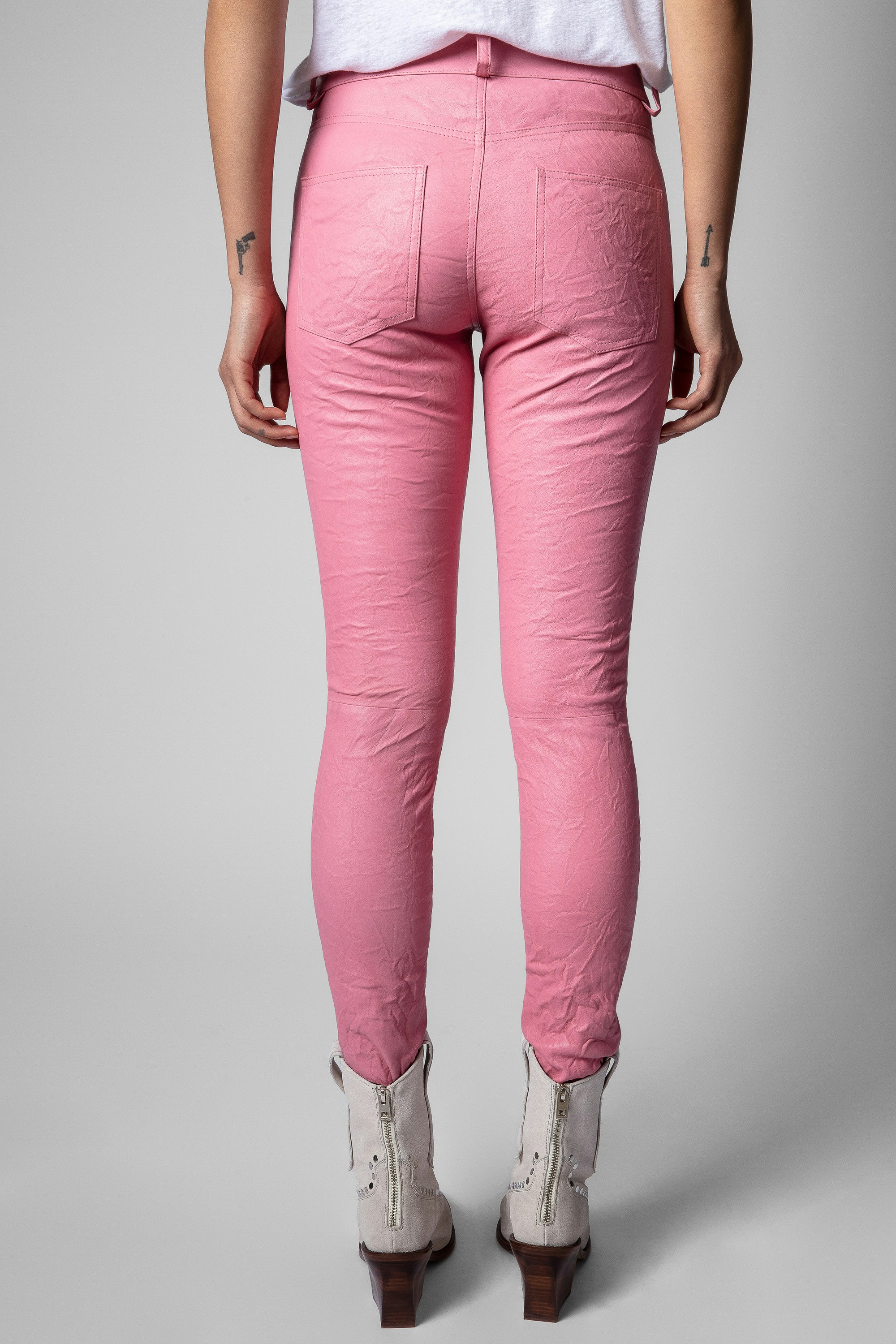 Pantalón Phlame de cuero arrugado 4