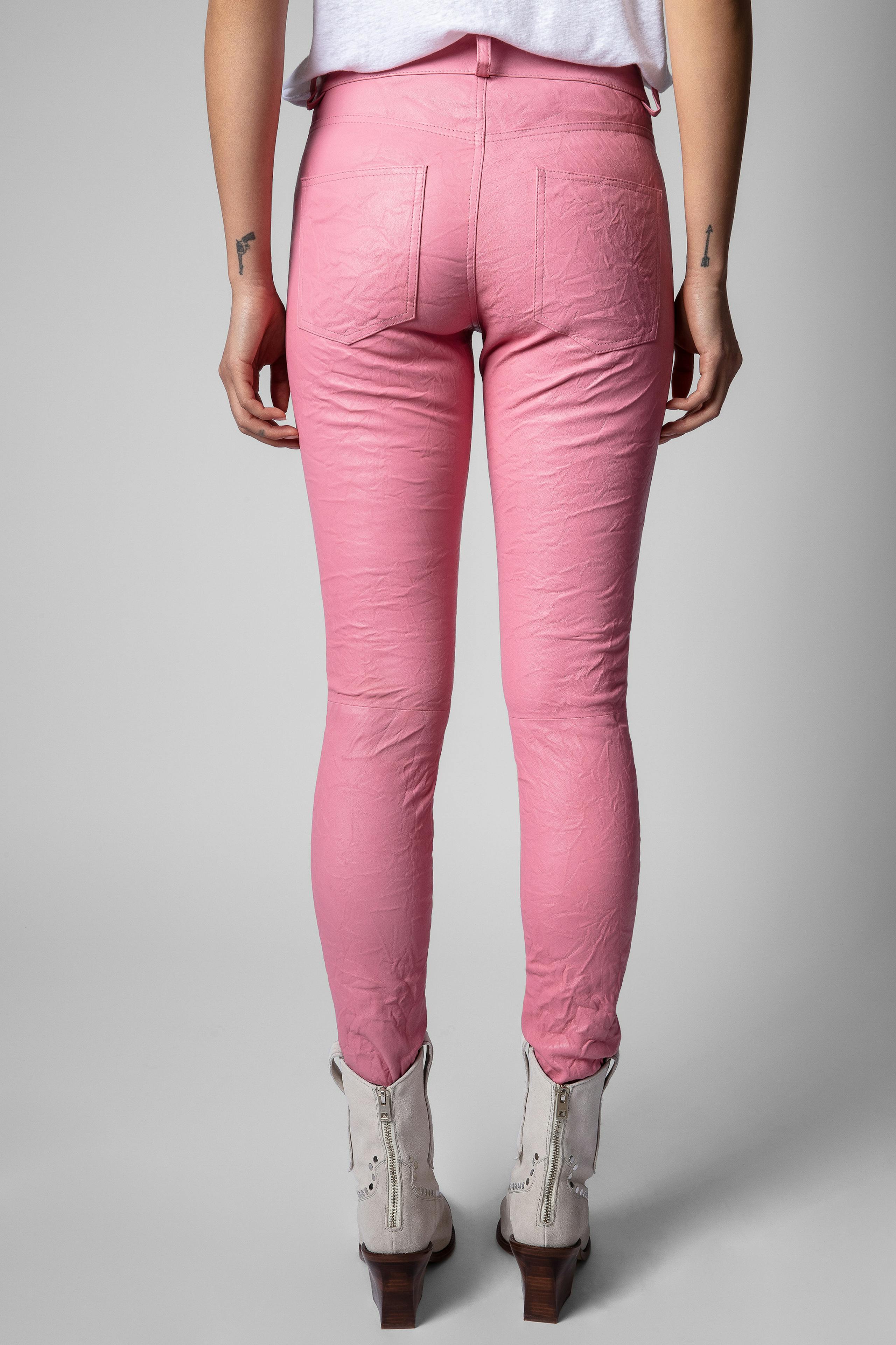 Pantalón Phlame de cuero arrugado 4