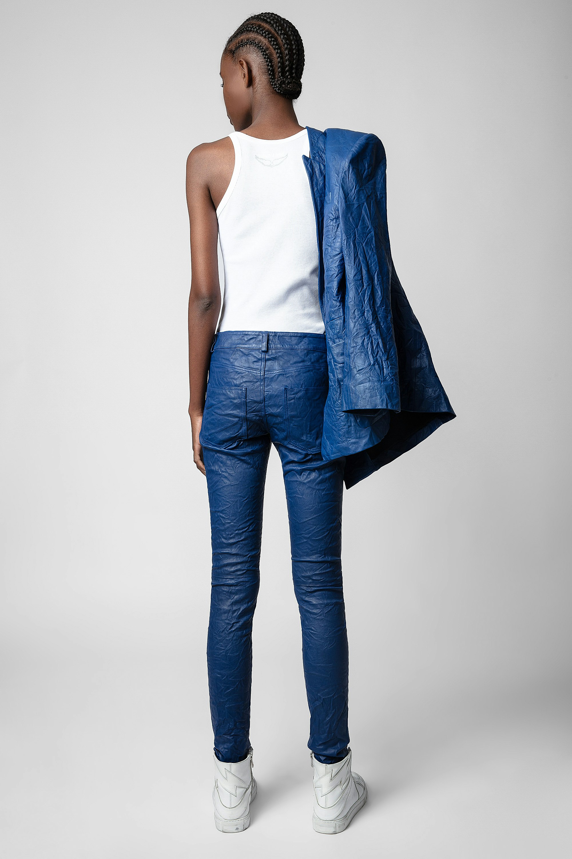 Phlame Crinkled Leather Pants