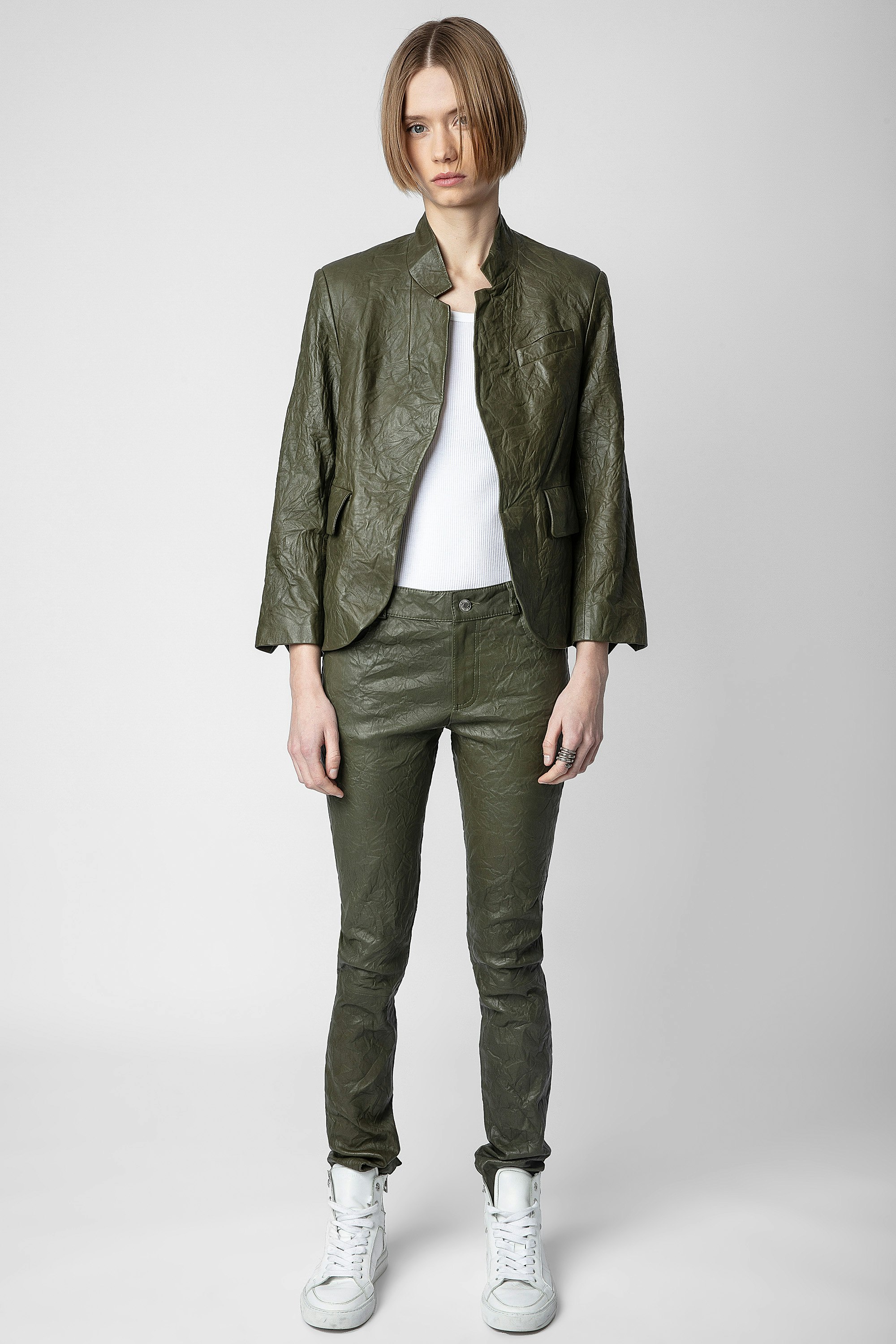 Phlame Crinkled Leather Pants