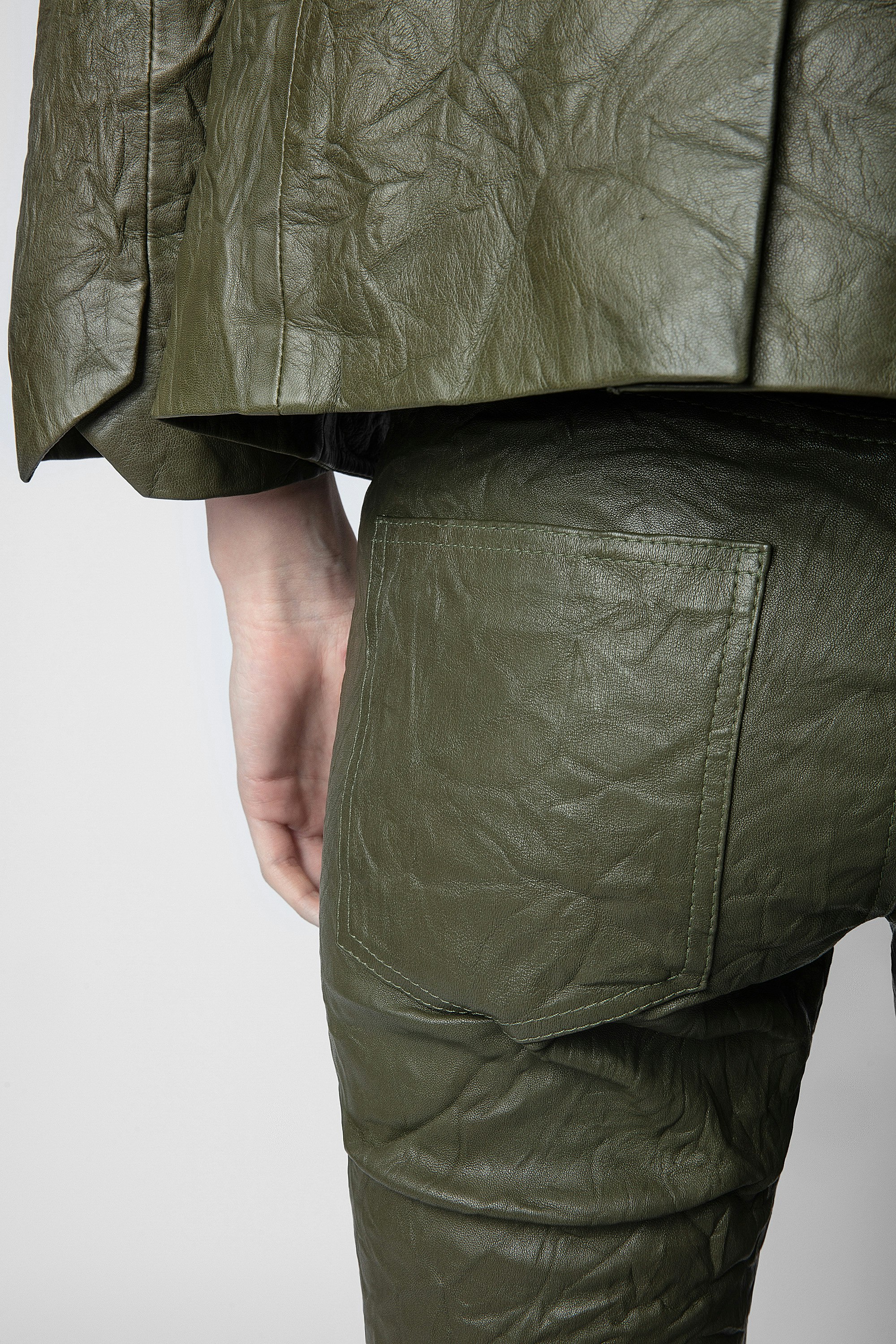 Phlame Crinkled Leather Pants