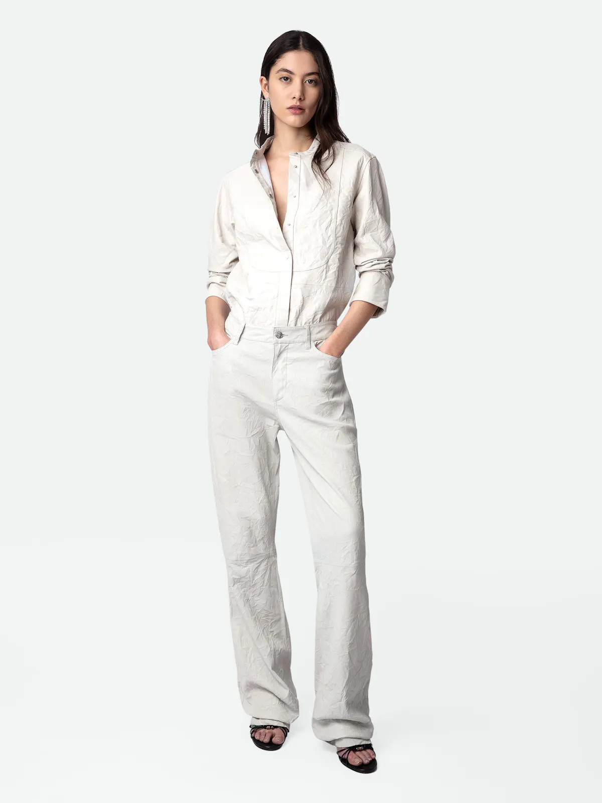 Pantalón Pistol Cuero Arrugado