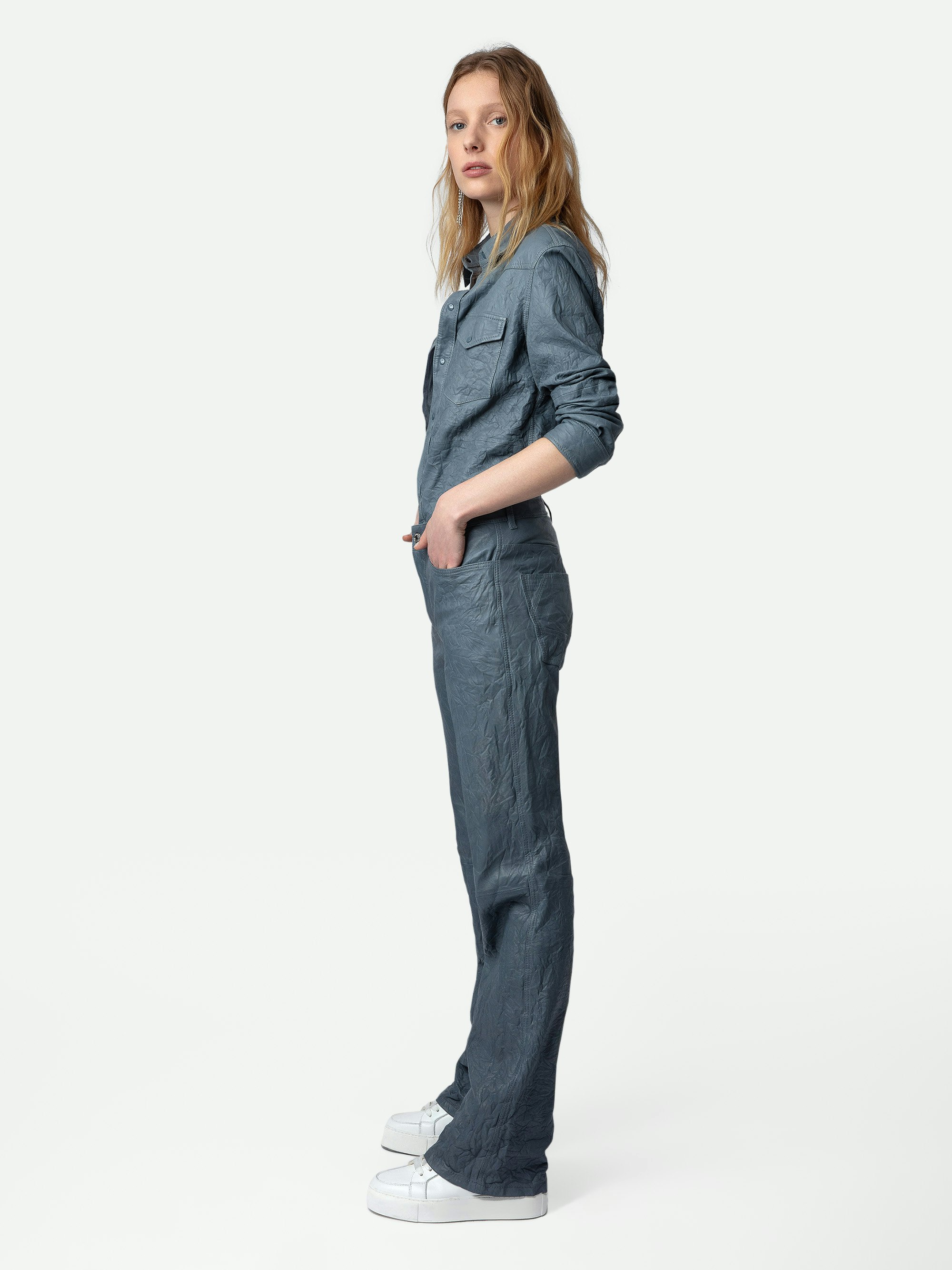 Pistol Crinkled Leather Pants