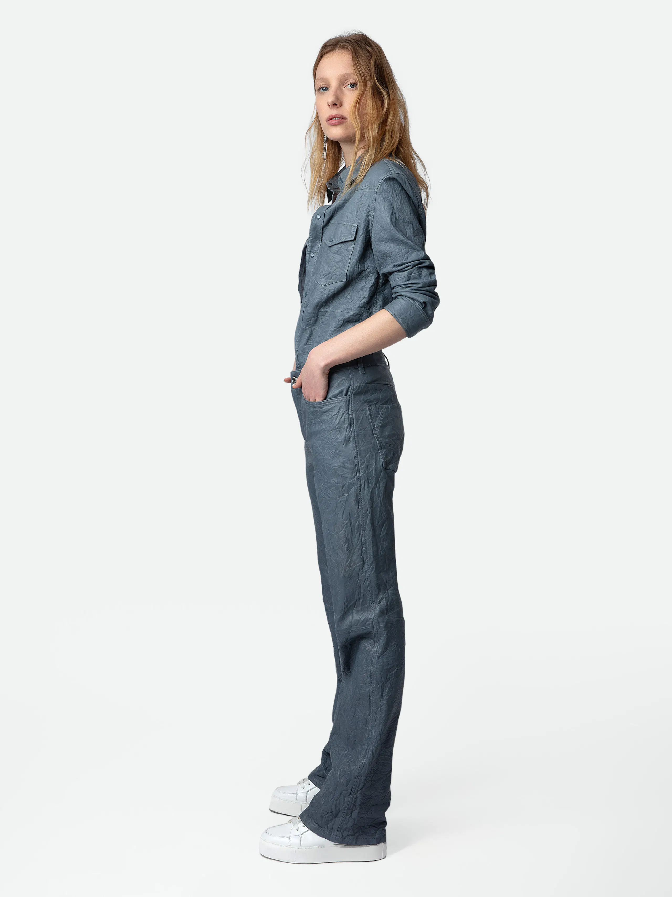 Pantaloni Pistol Pelle Stropicciata 4