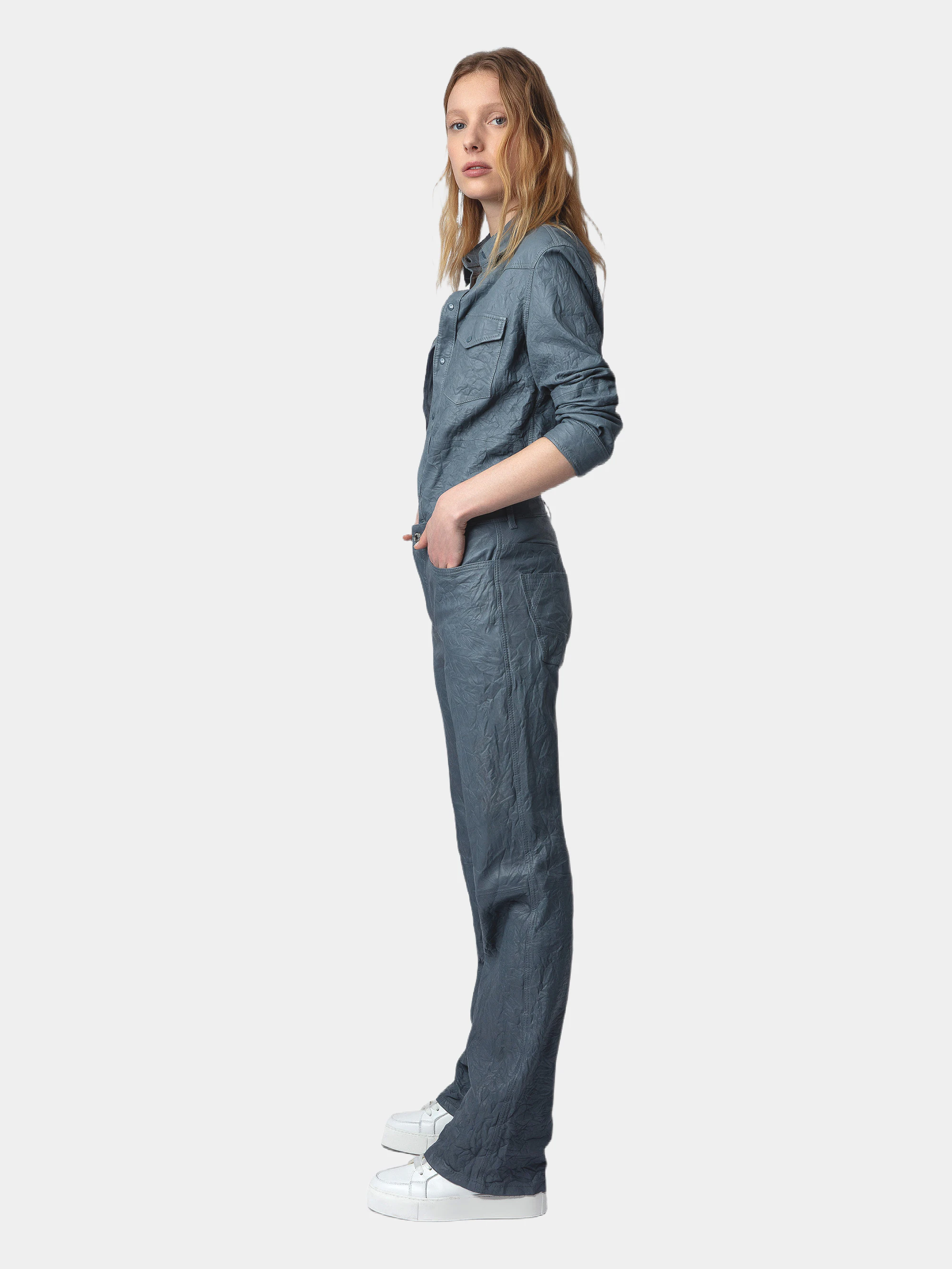 Pantalon Pistol Cuir Froissé