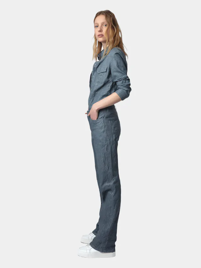 Pantalon Pistol Cuir Froissé