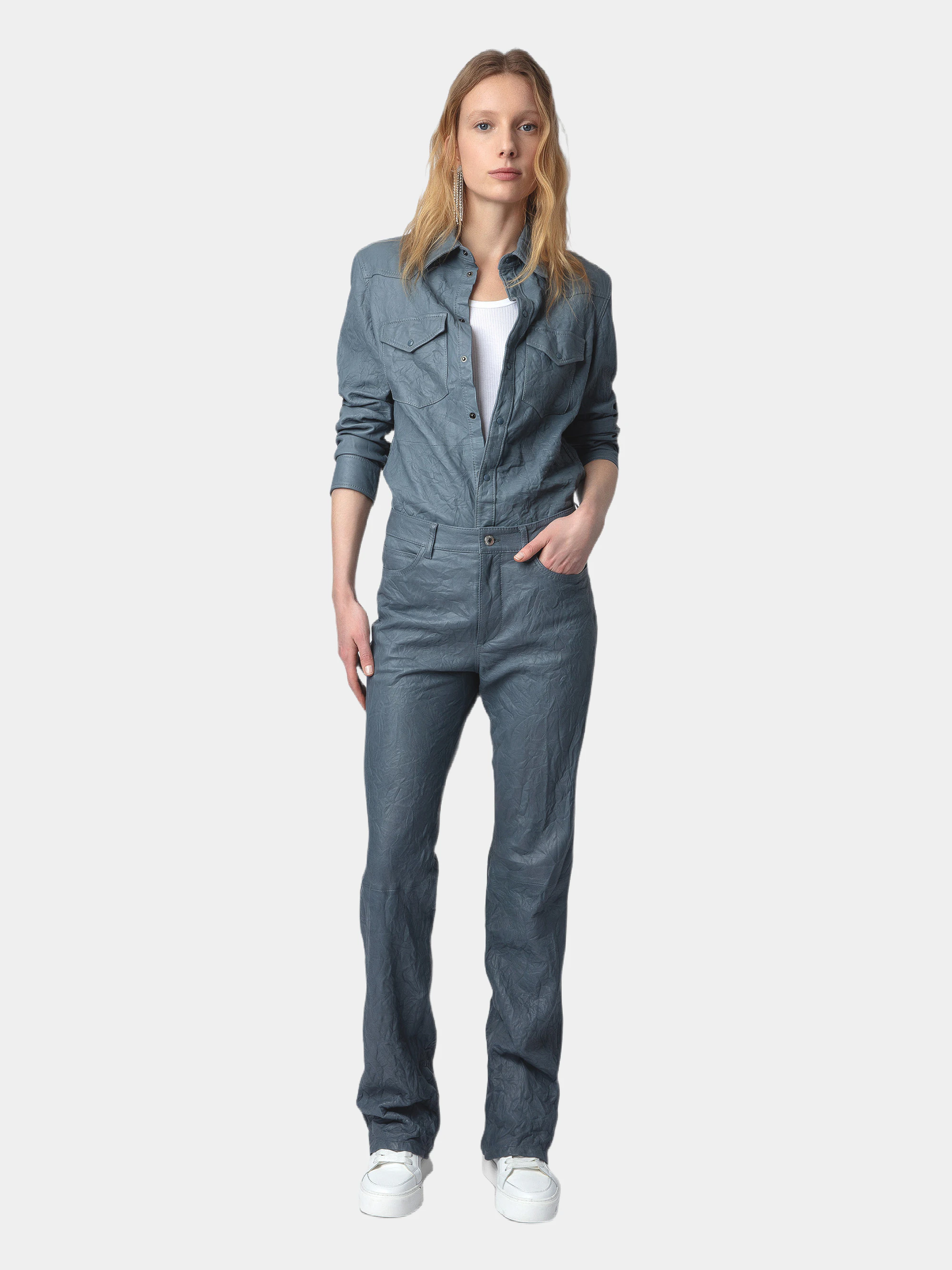 Pantalon Pistol Cuir Froissé