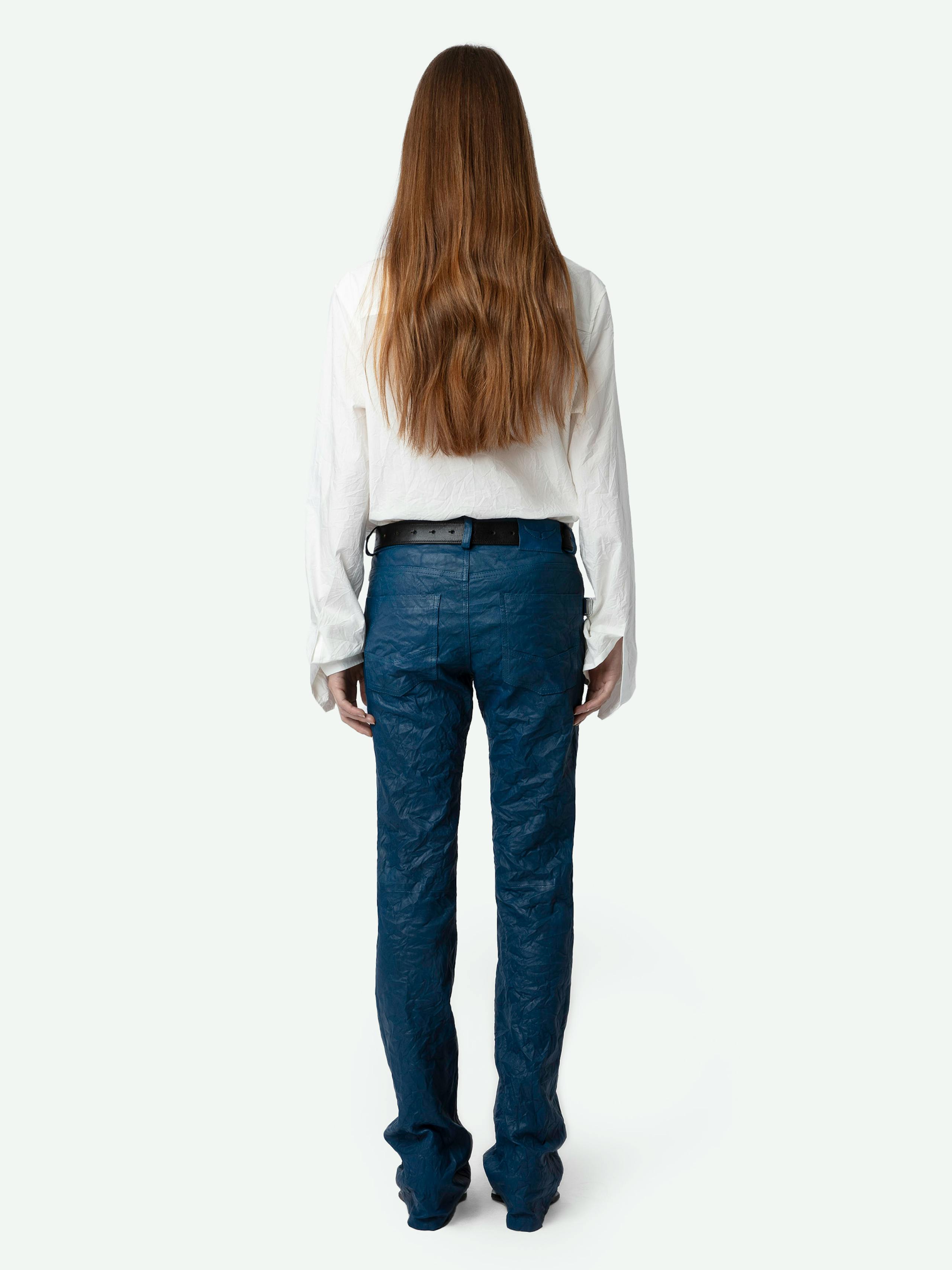 Pantalón Hippie de Piel con Efecto Arrugado 2