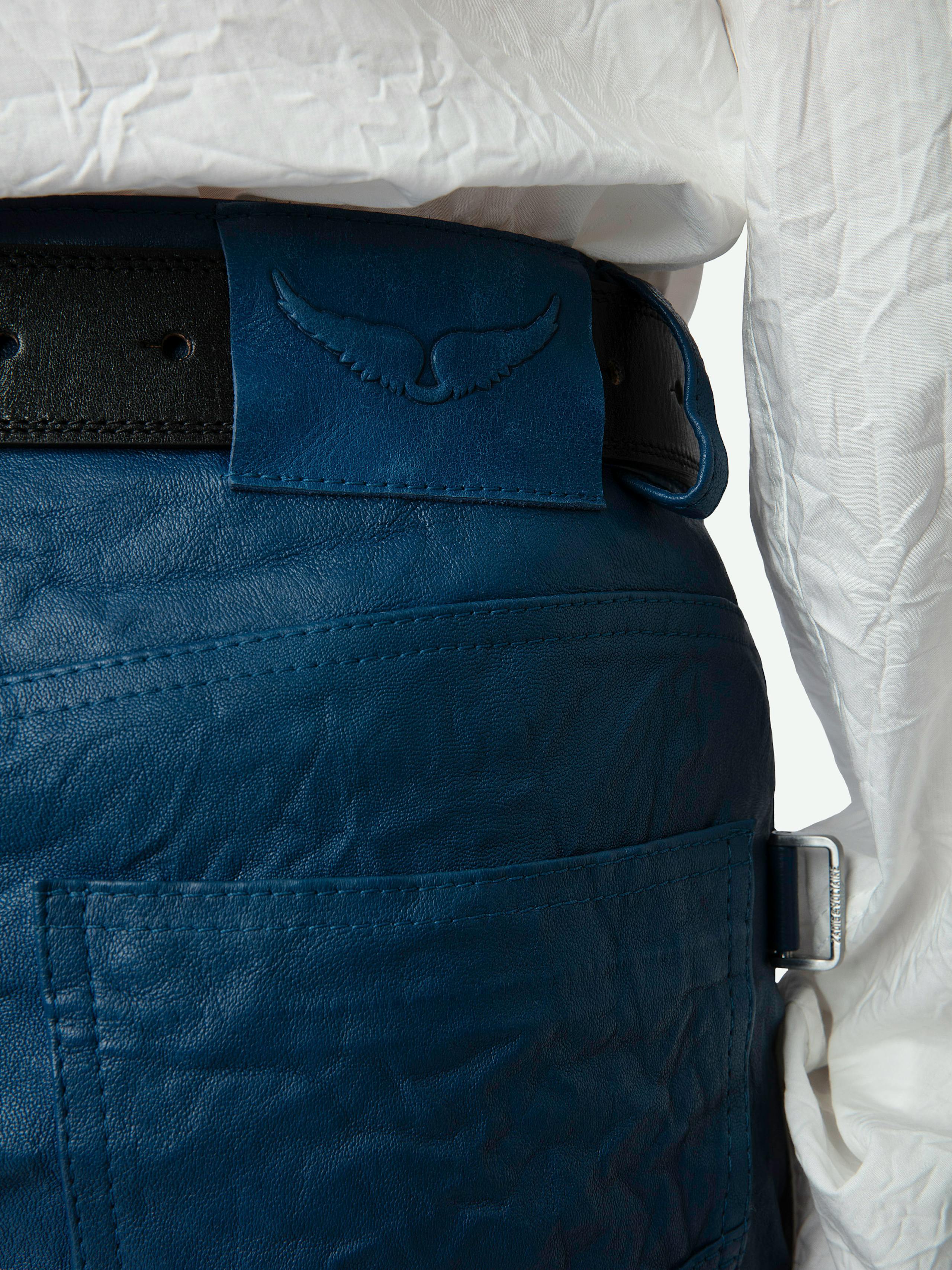 Pantalón Hippie de Piel con Efecto Arrugado 4