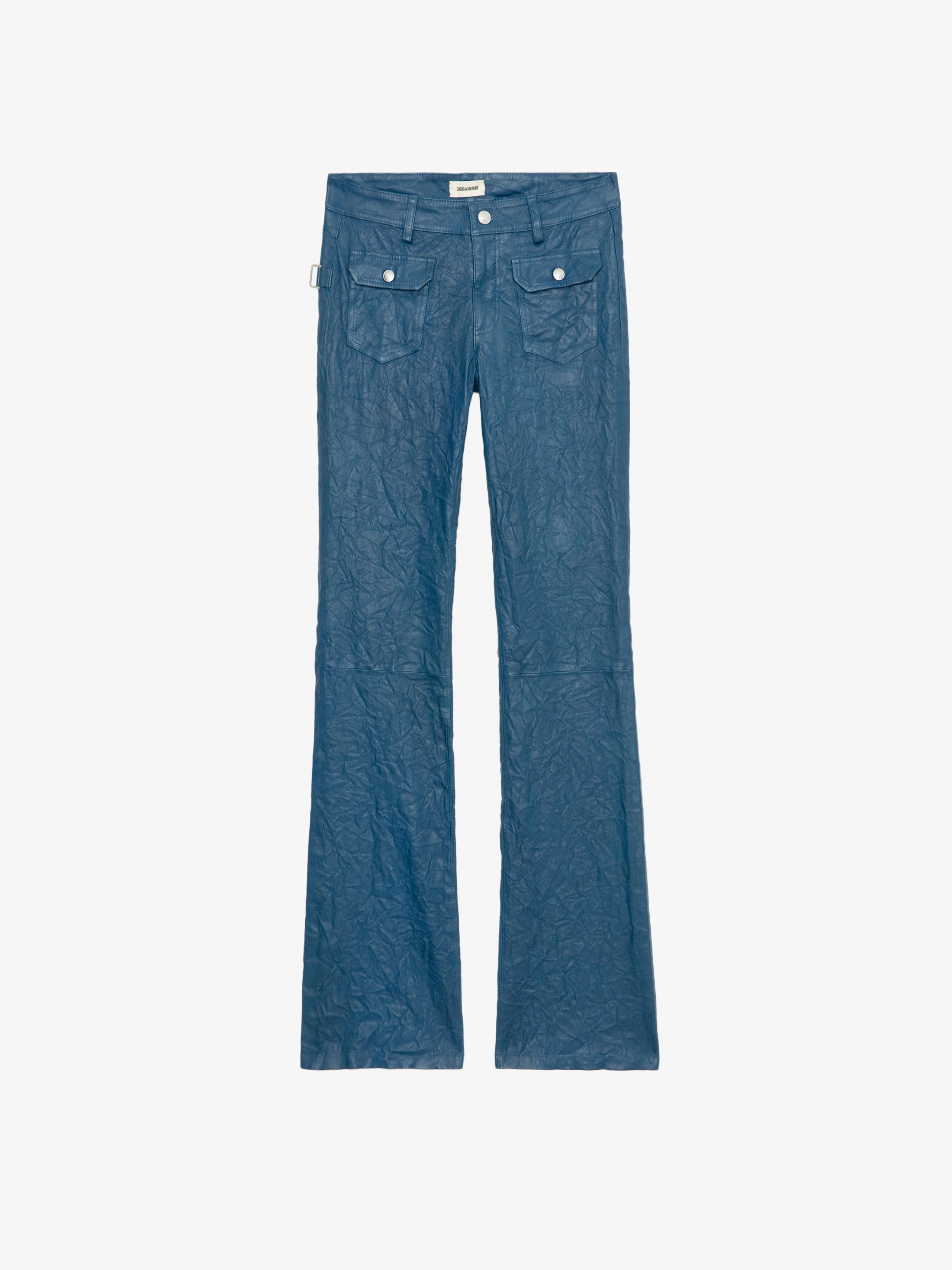 Pantalón Hippie de Piel con Efecto Arrugado 5