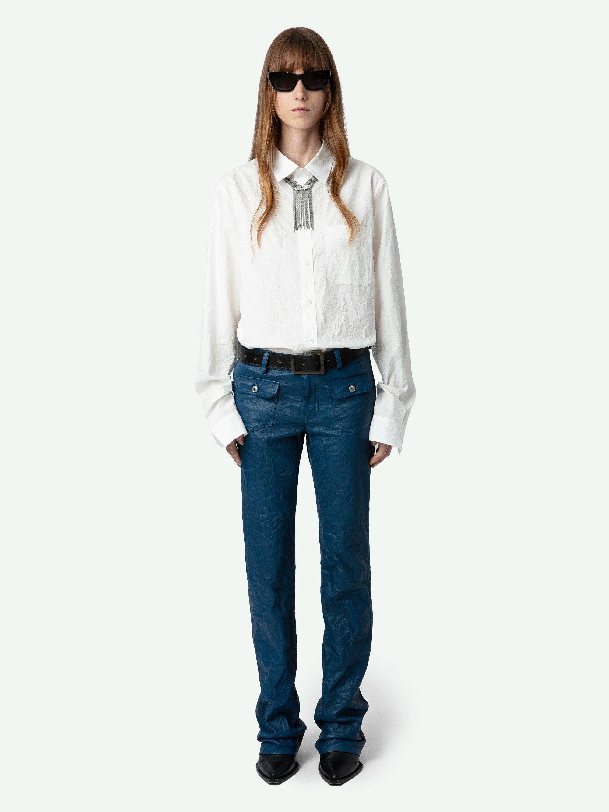 Hippie Crinkled Leather Trousers