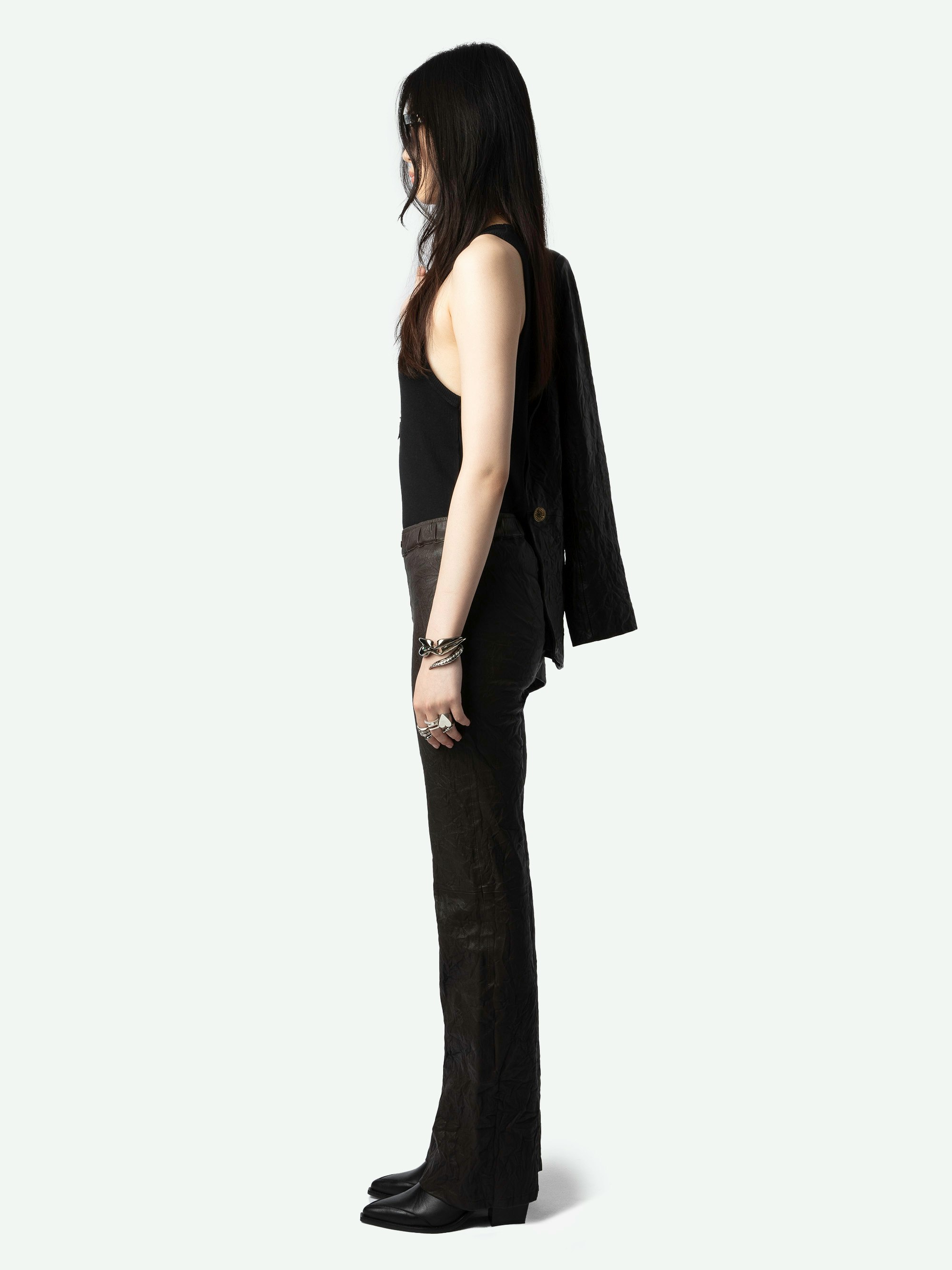Pauline Crinkled Leather Trousers 4