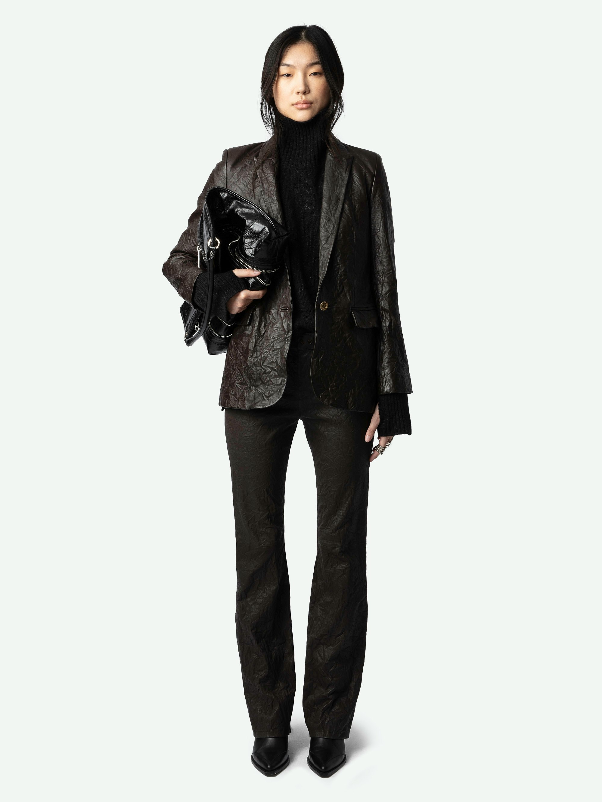 Pauline Crinkled Leather Trousers 5