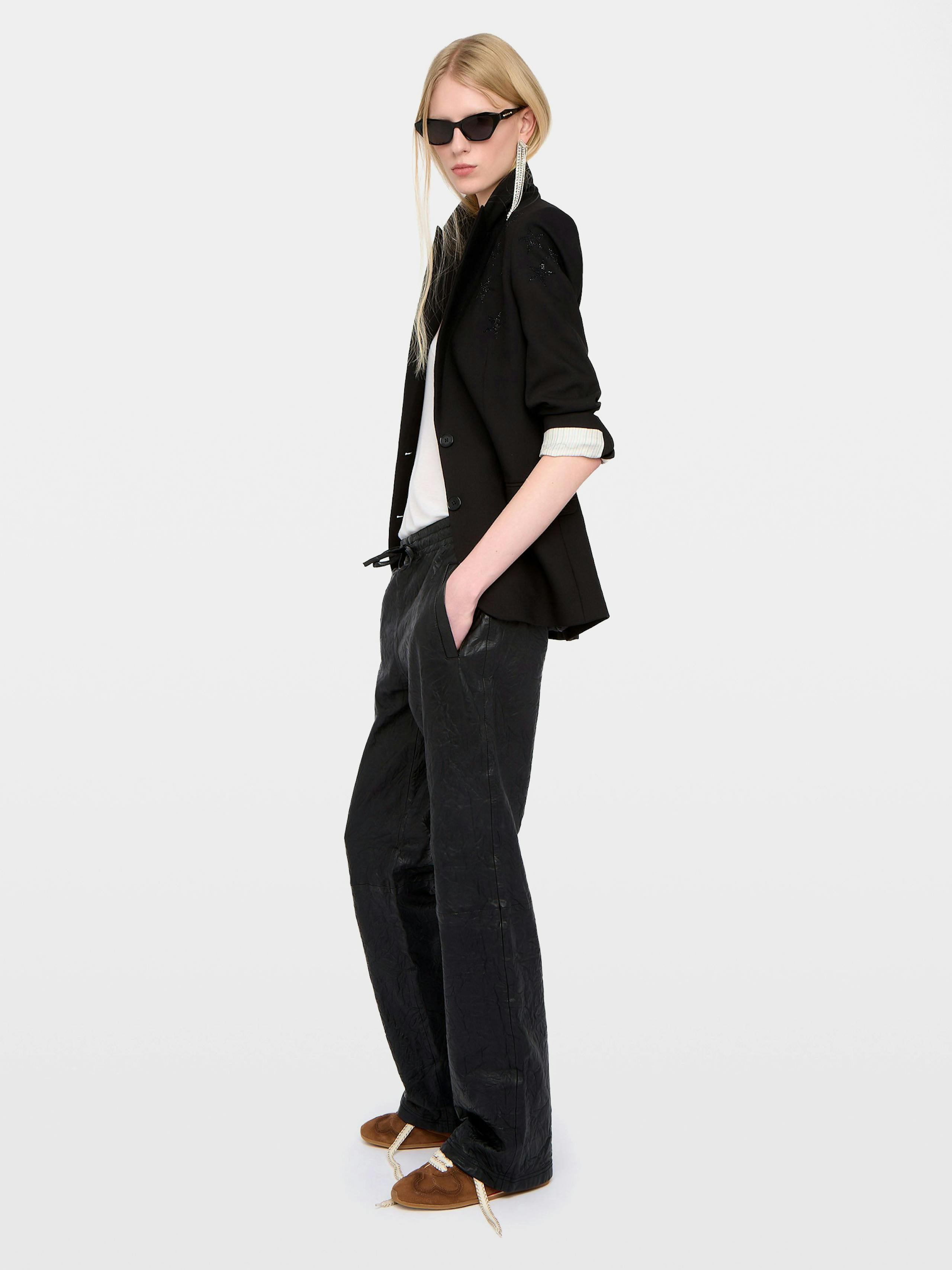 Pocha Crinkled Leather Trousers 3