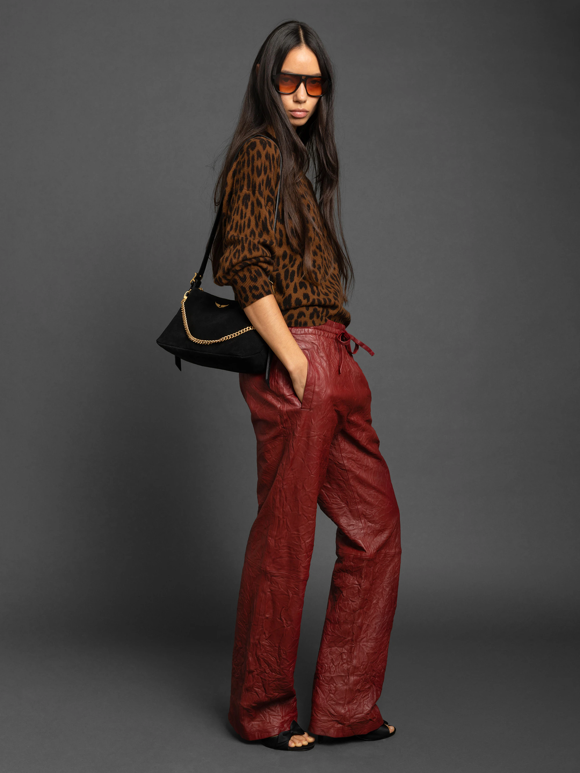 Pocha Crinkled Leather Trousers