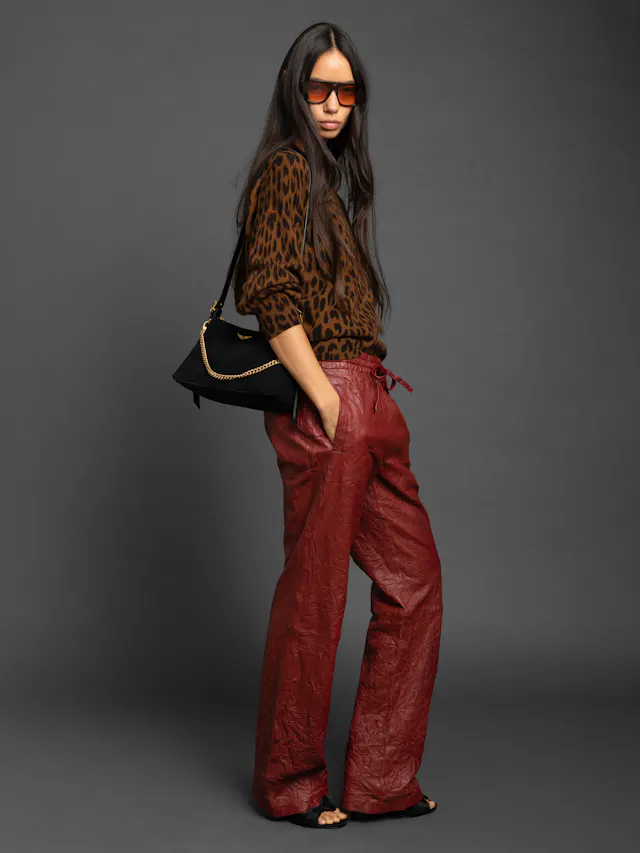 Pocha Crinkled Leather Trousers