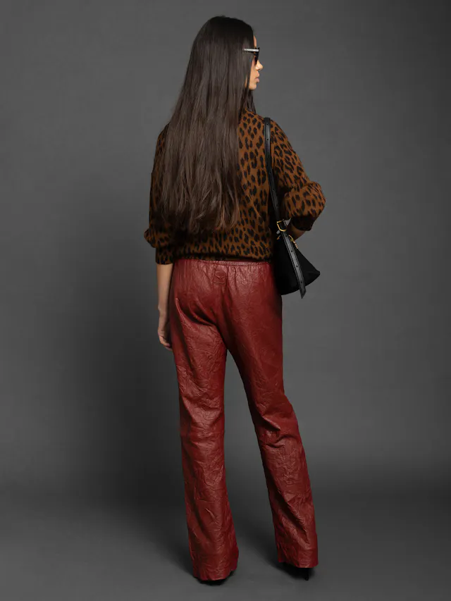 Pocha Crinkled Leather Trousers