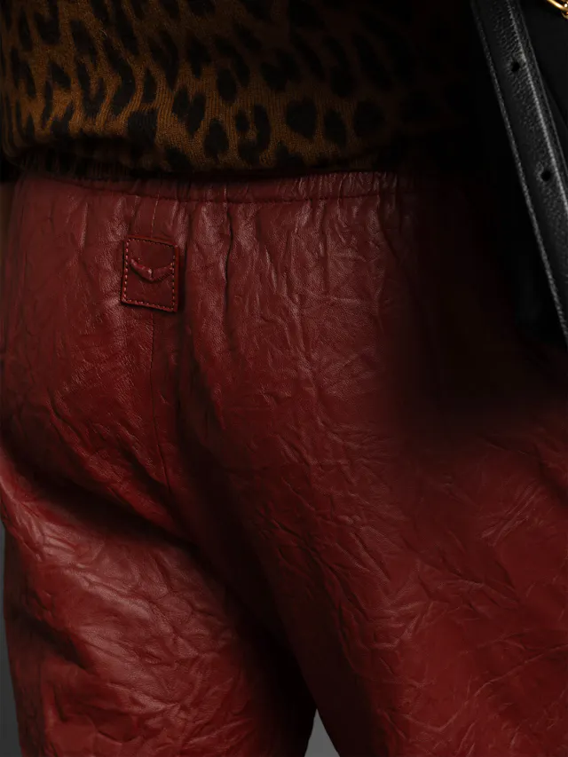 Pocha Crinkled Leather Trousers