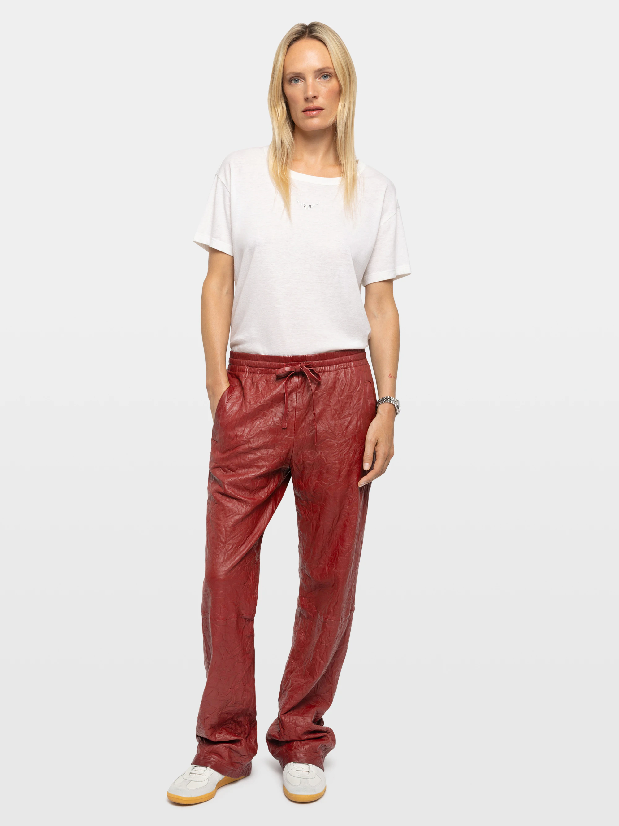 Pocha Crinkled Leather Trousers