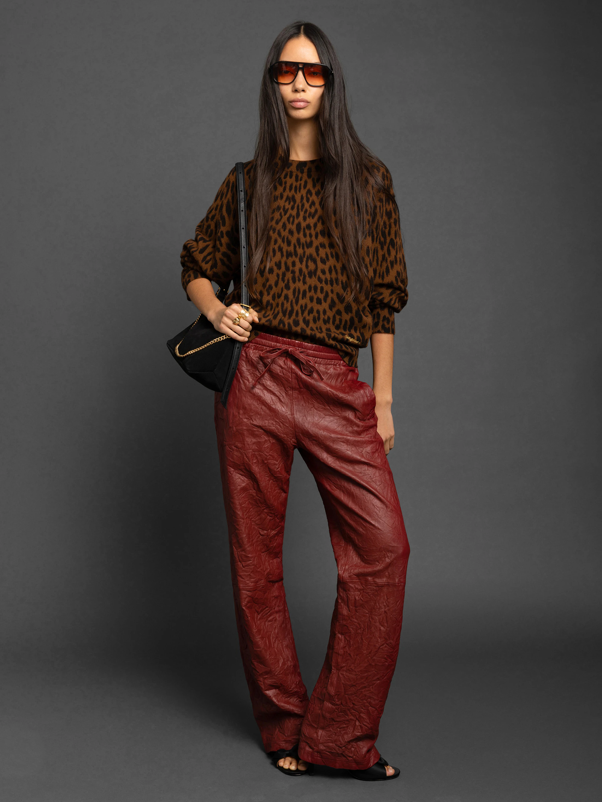Pocha Crinkled Leather Trousers